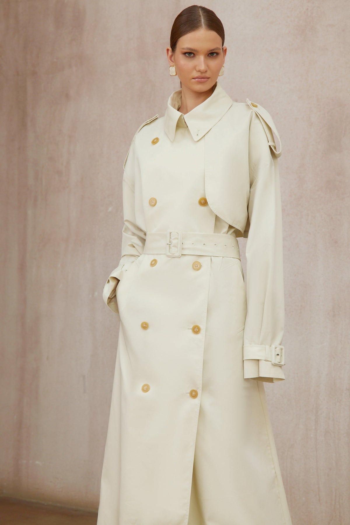 Bruyère White Double-Breasted Long Trench Coat (Final Sale-US Only)