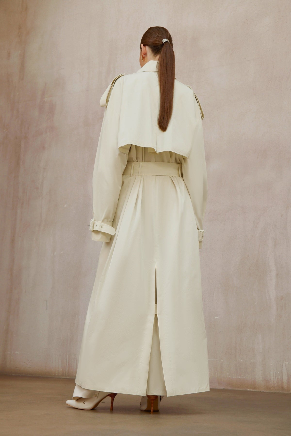 Bruyère White Double-Breasted Long Trench Coat (Final Sale-US Only)