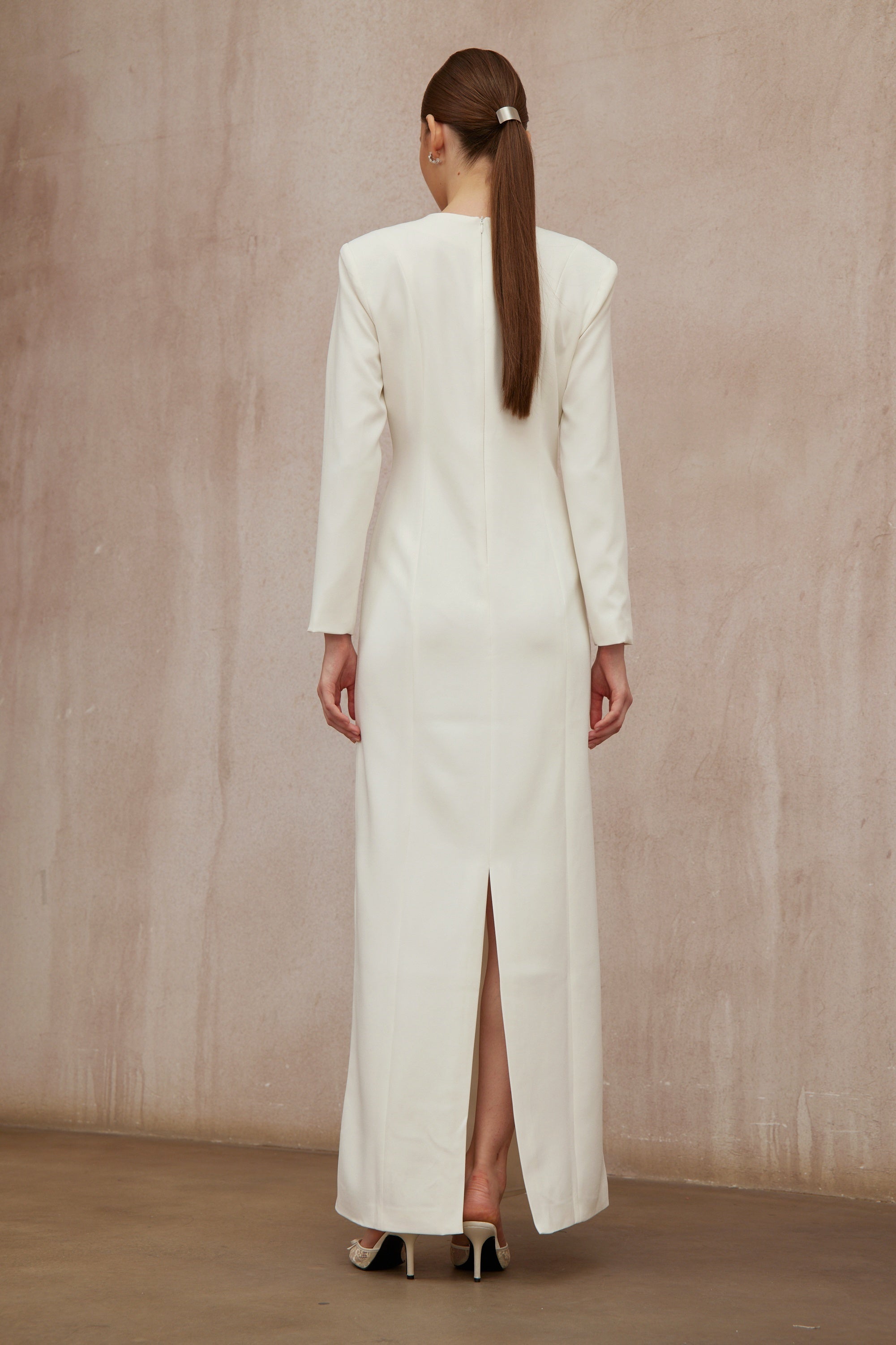 Calliopée White Leaf Appliqué Embellished Maxi Gown (Final Sale-US Only)