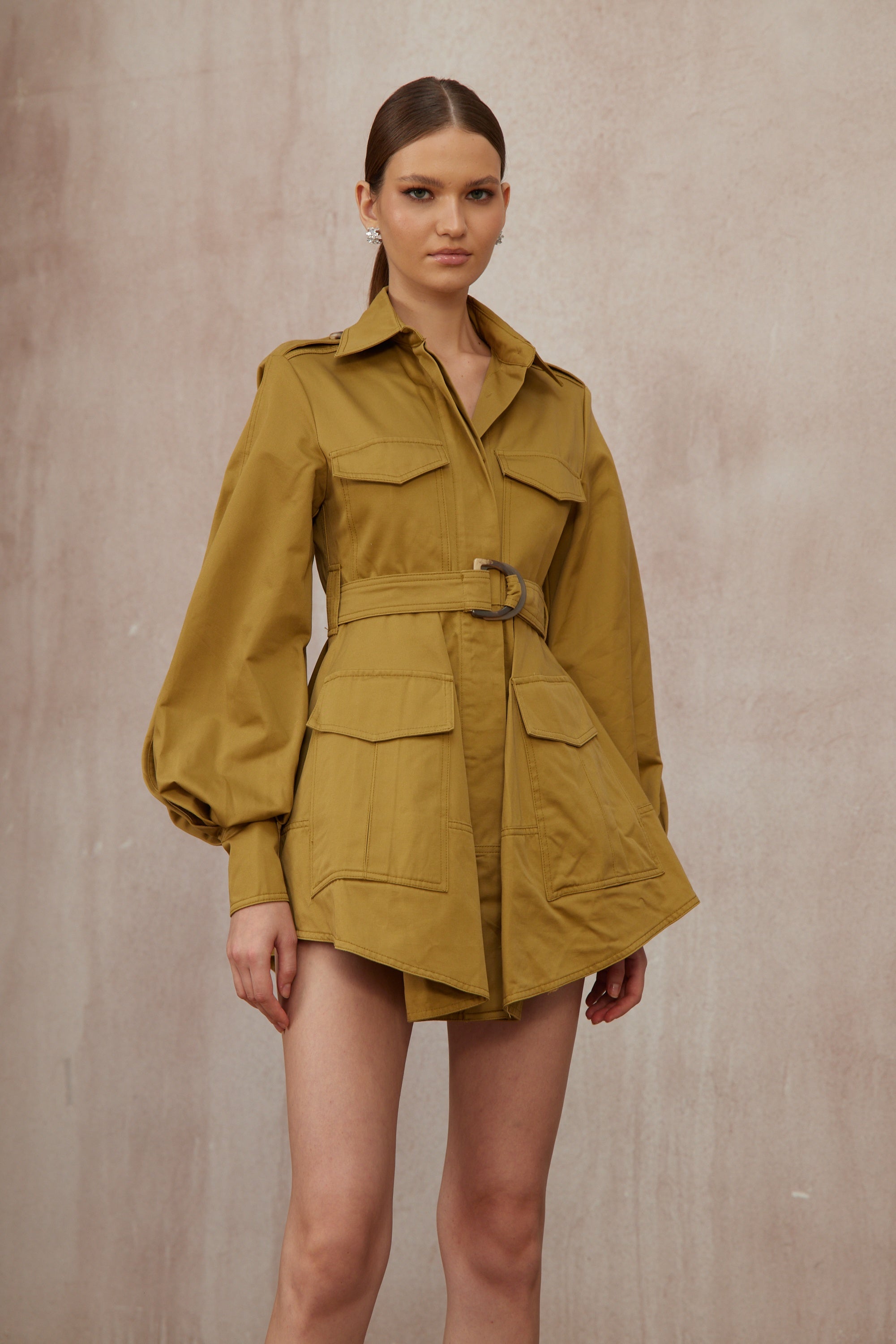 Madeline Ginger Belted Cargo Mini Dress (Final Sale-US Only)