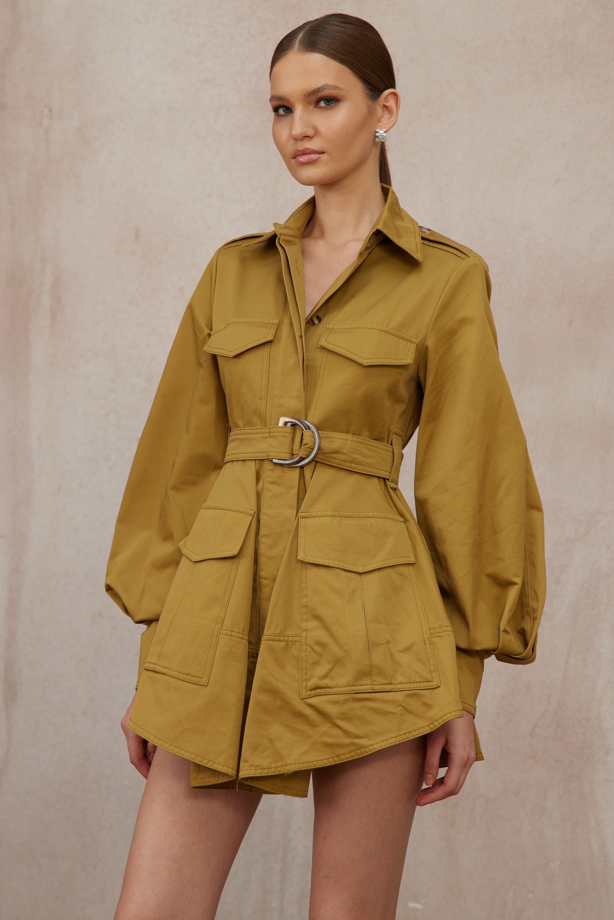 Madeline Ginger Belted Cargo Mini Dress (Final Sale-US Only)