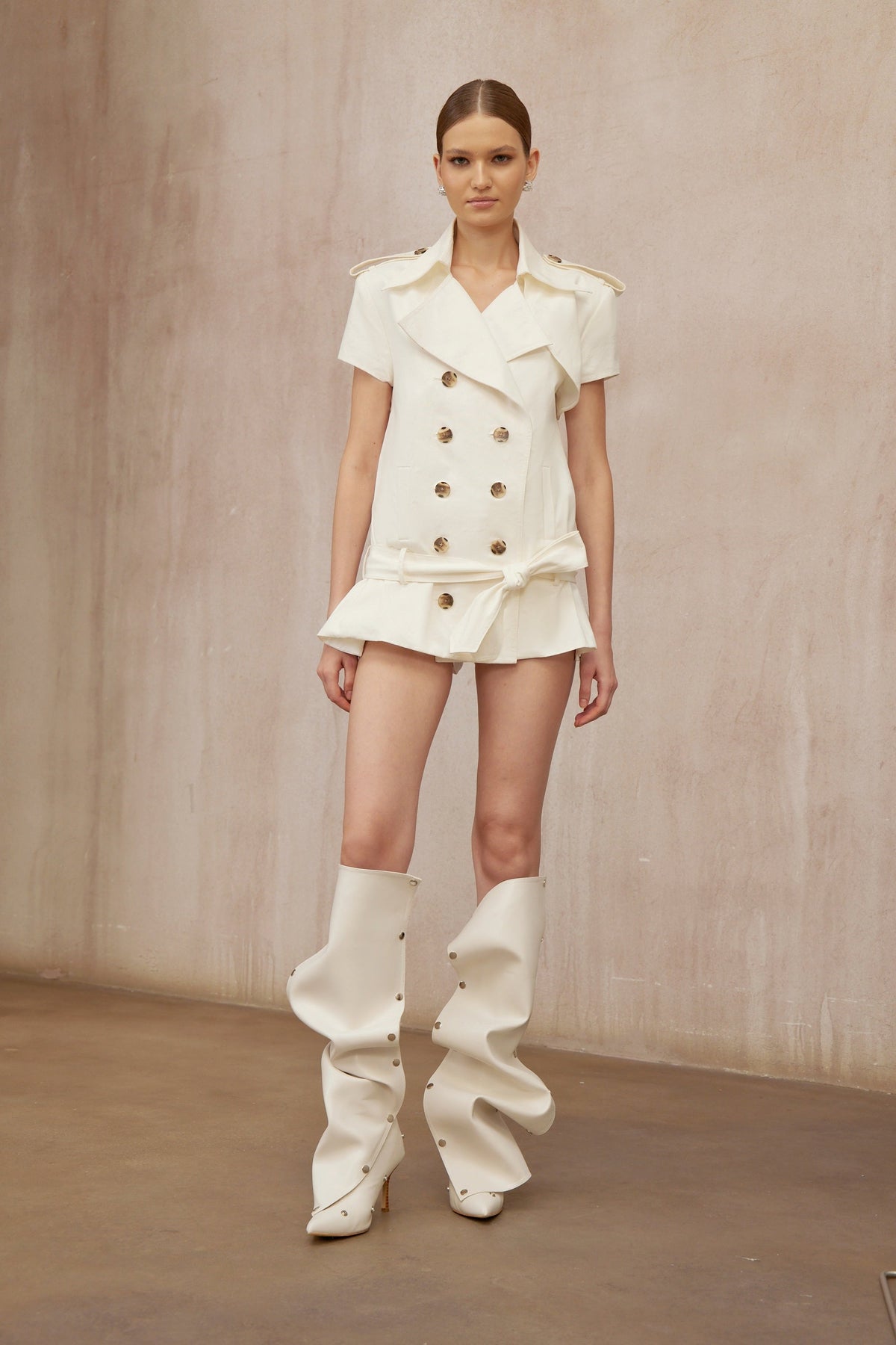 Josette White Double Breasted Trench Coat