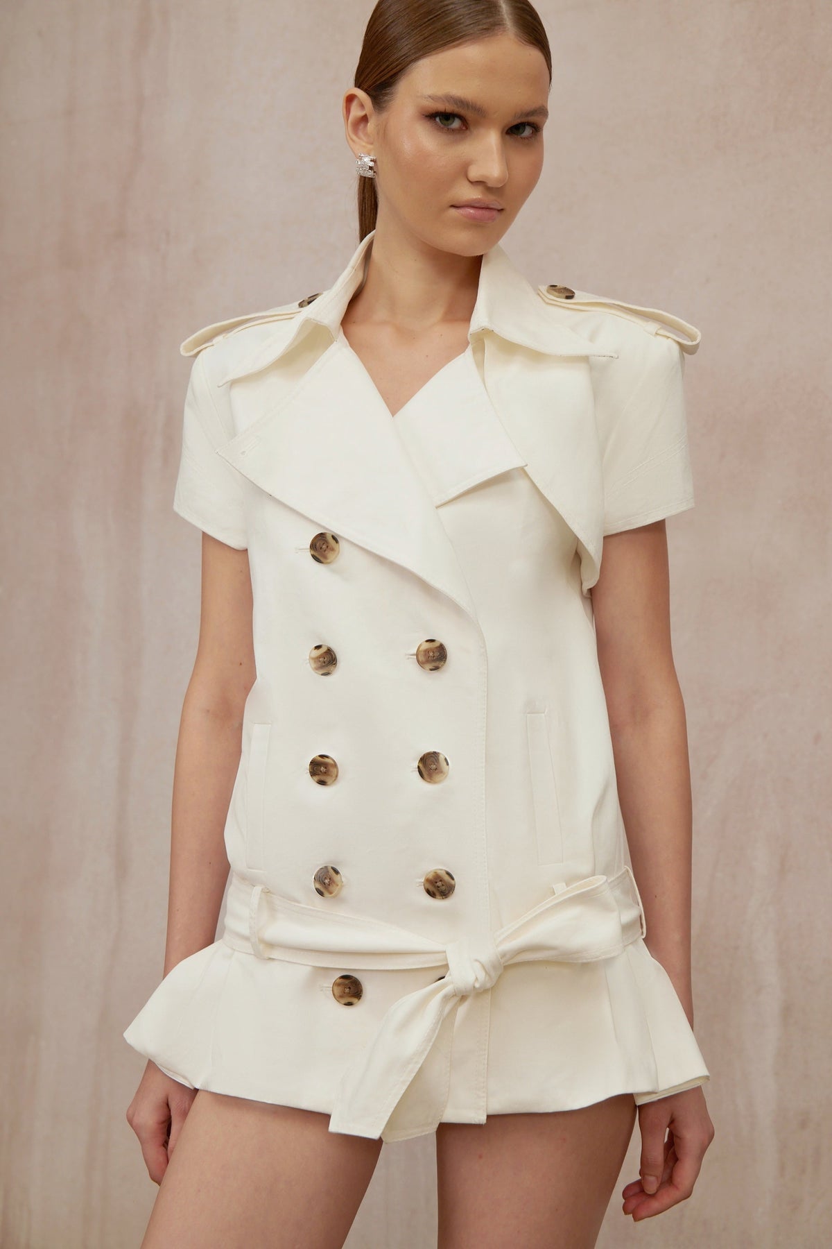 Josette White Double Breasted Trench Coat