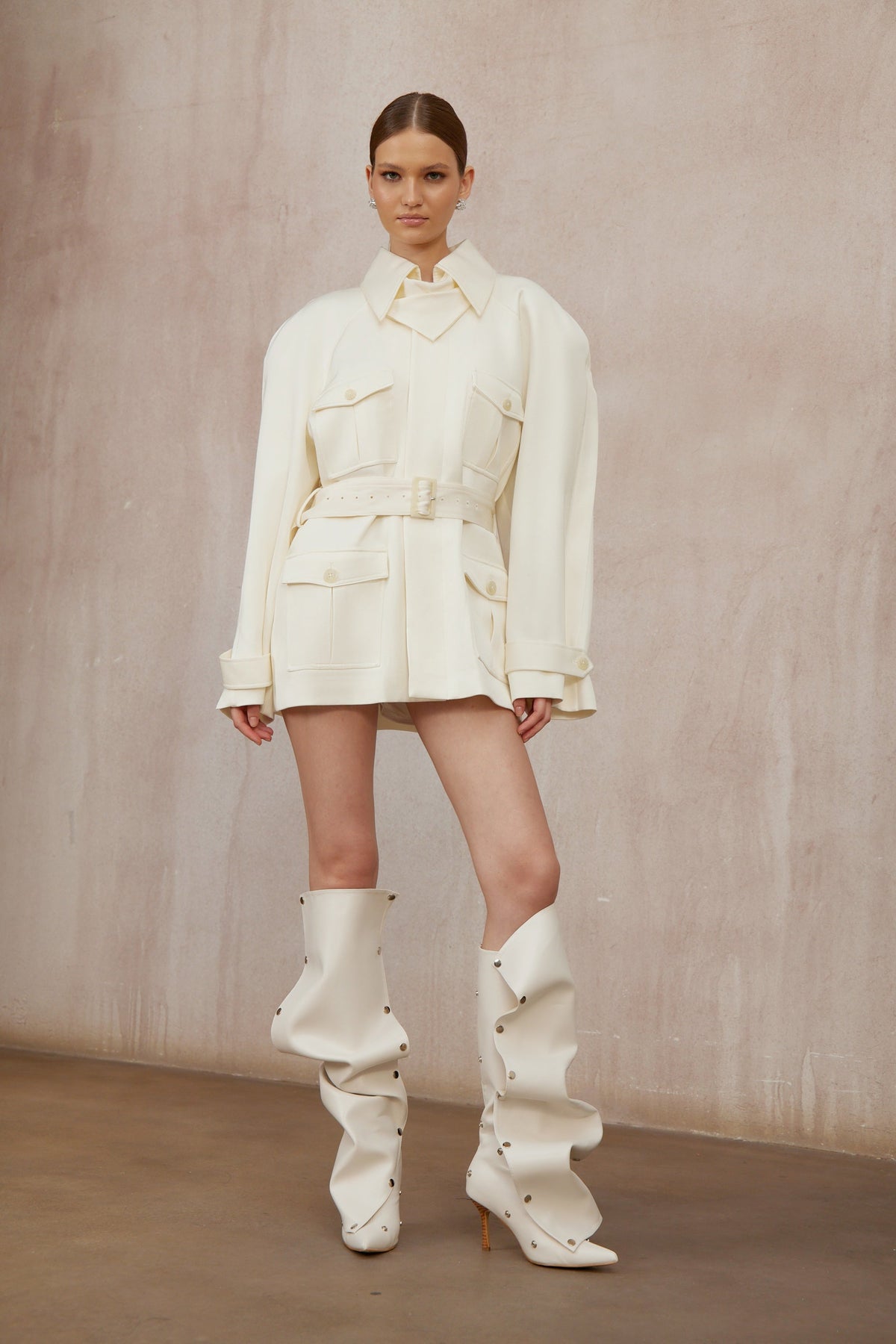 Ambre Cream White Belted Trench Coat (Final Sale-US Only)