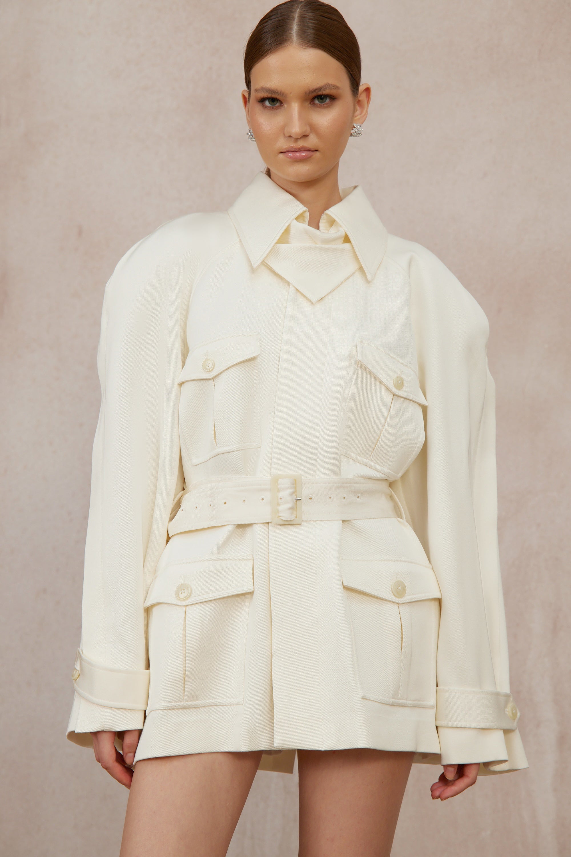 Ambre Cream White Belted Trench Coat (Final Sale-US Only)
