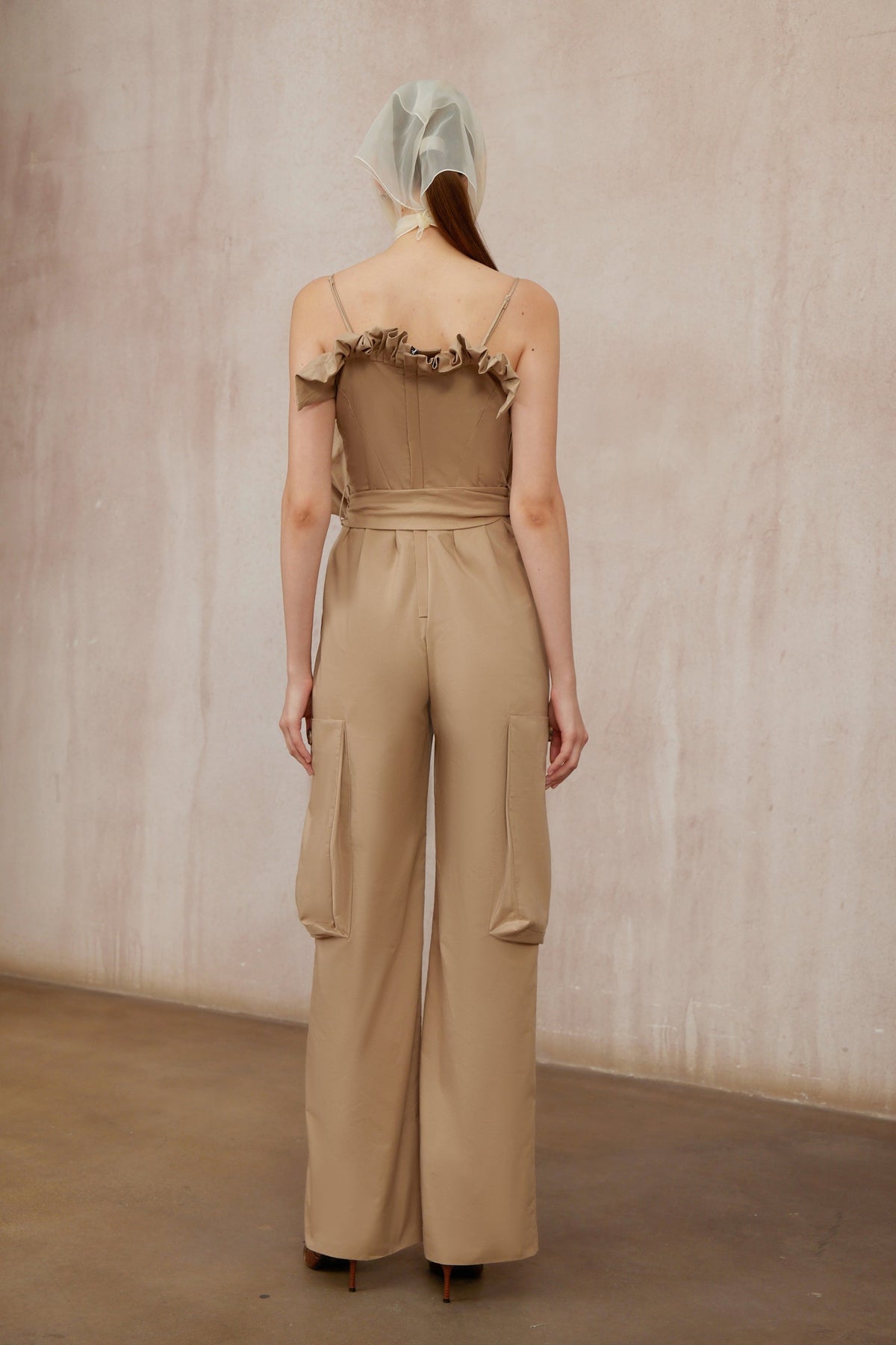 Nanette Khaki Asymmetrical Double Breasted Jumpsuit