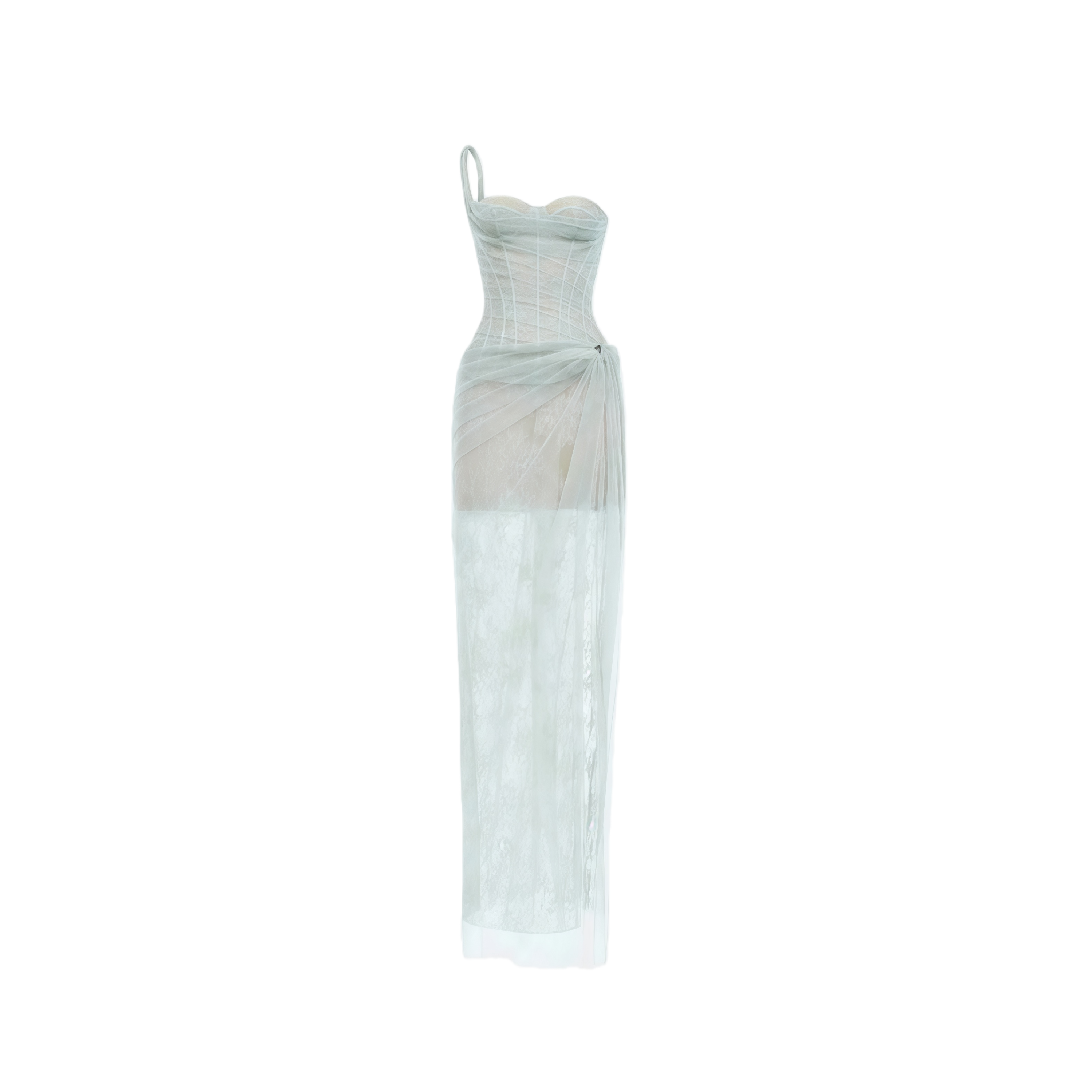 Juno Blue Pleated Mesh Midi Dress