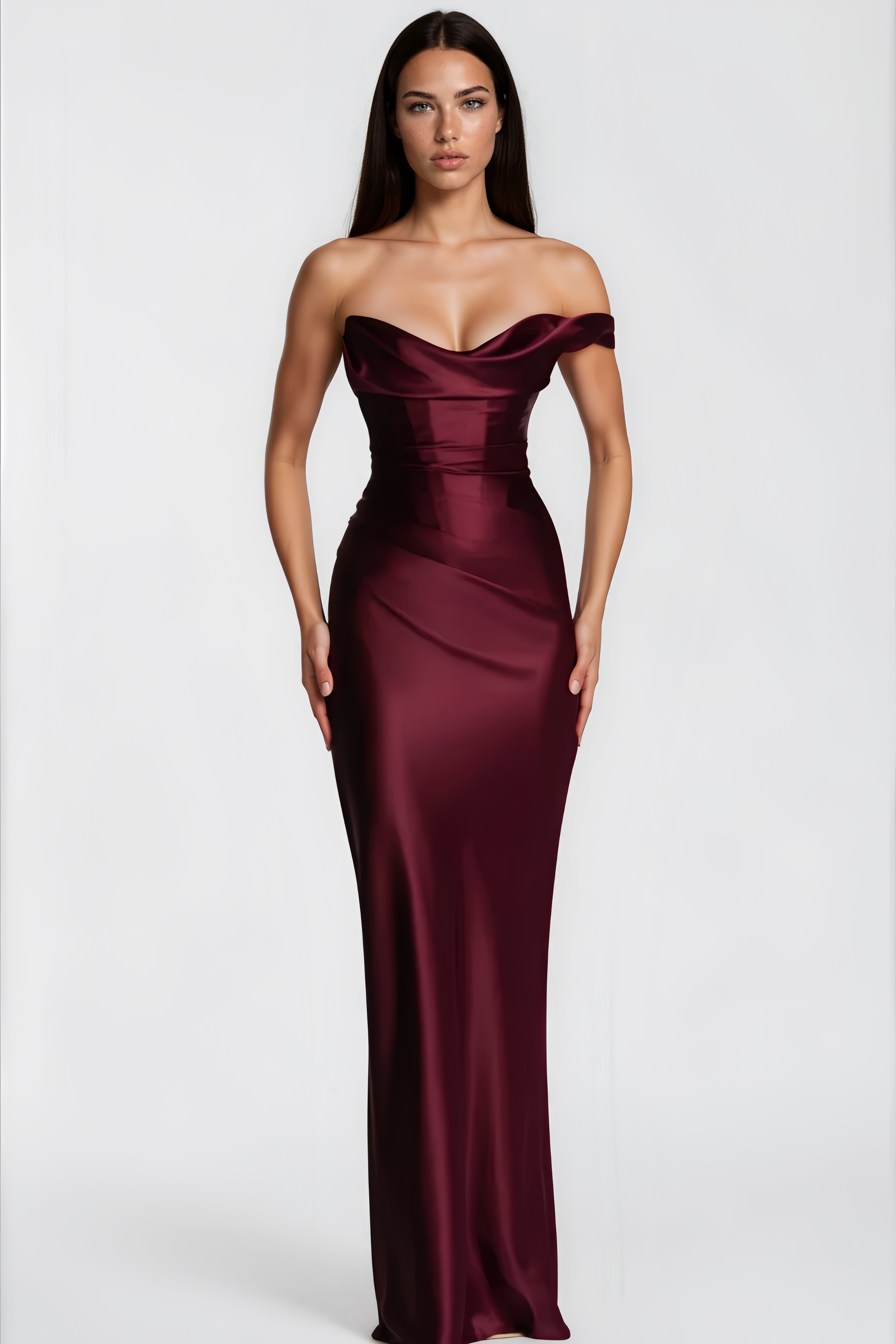 Hannah Burgundy One Shoulder Satin Maxi Dress (Final Sale-US Only)