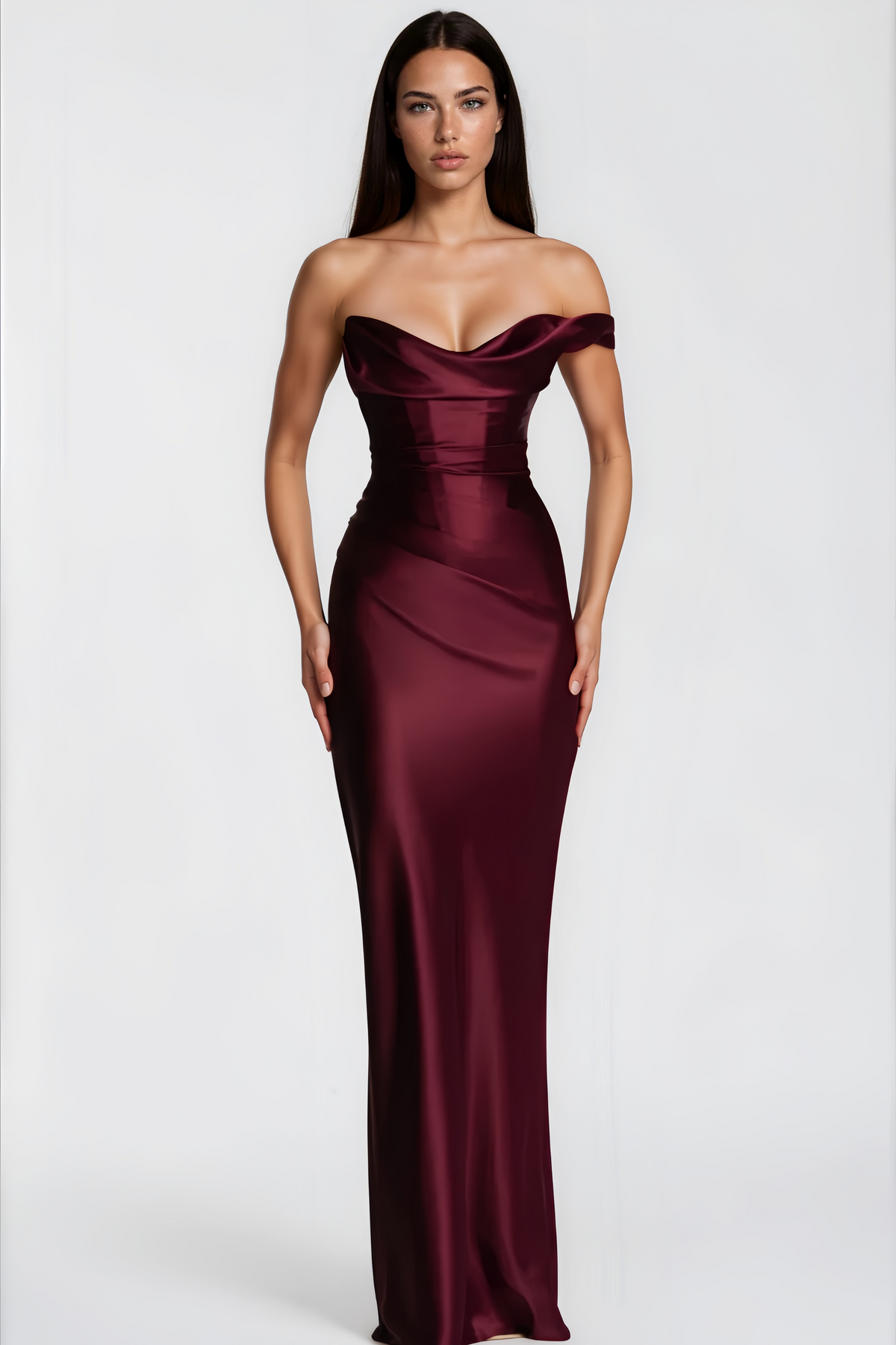Hannah Burgundy One Shoulder Satin Maxi Dress (Final Sale-US Only)