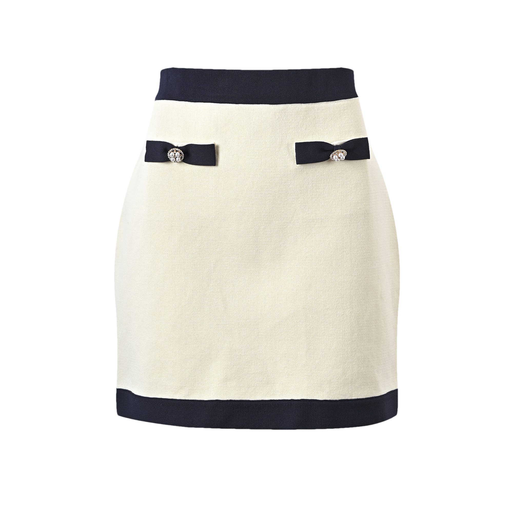 Émeline bow-detail knitted cardigan & skirt matching set