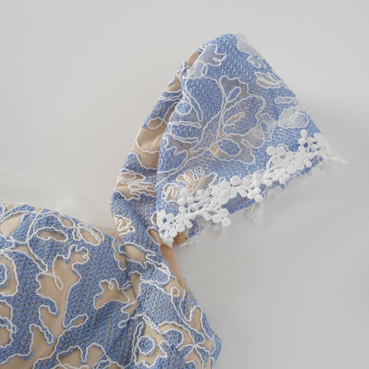 Gaëlle Blue Floral Embroidered Midi Dress (Final Sale-US Only)