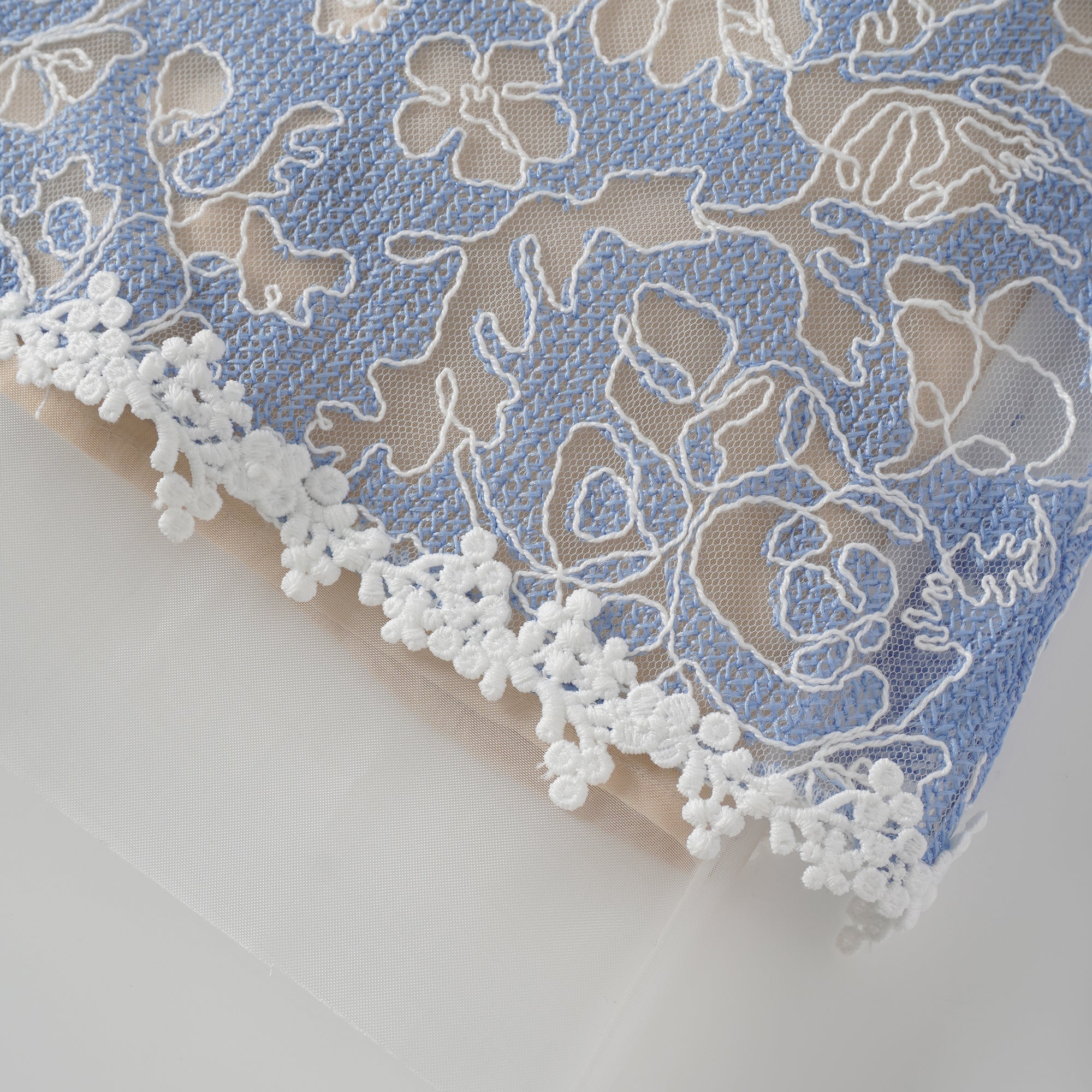 Gaëlle Blue Floral Embroidered Midi Dress (Final Sale-US Only)