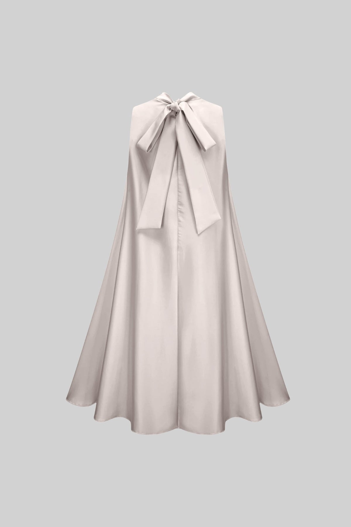 Sleeveless Floral A-Line Dress With High Collar And Textured Embellishments - White