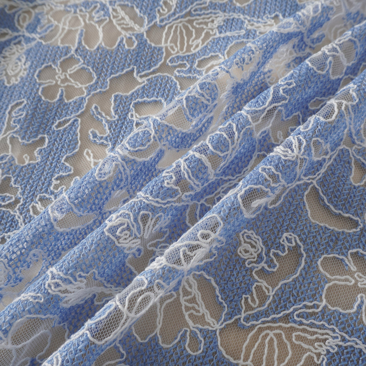 Gaëlle Blue Floral Embroidered Midi Dress (Final Sale-US Only)