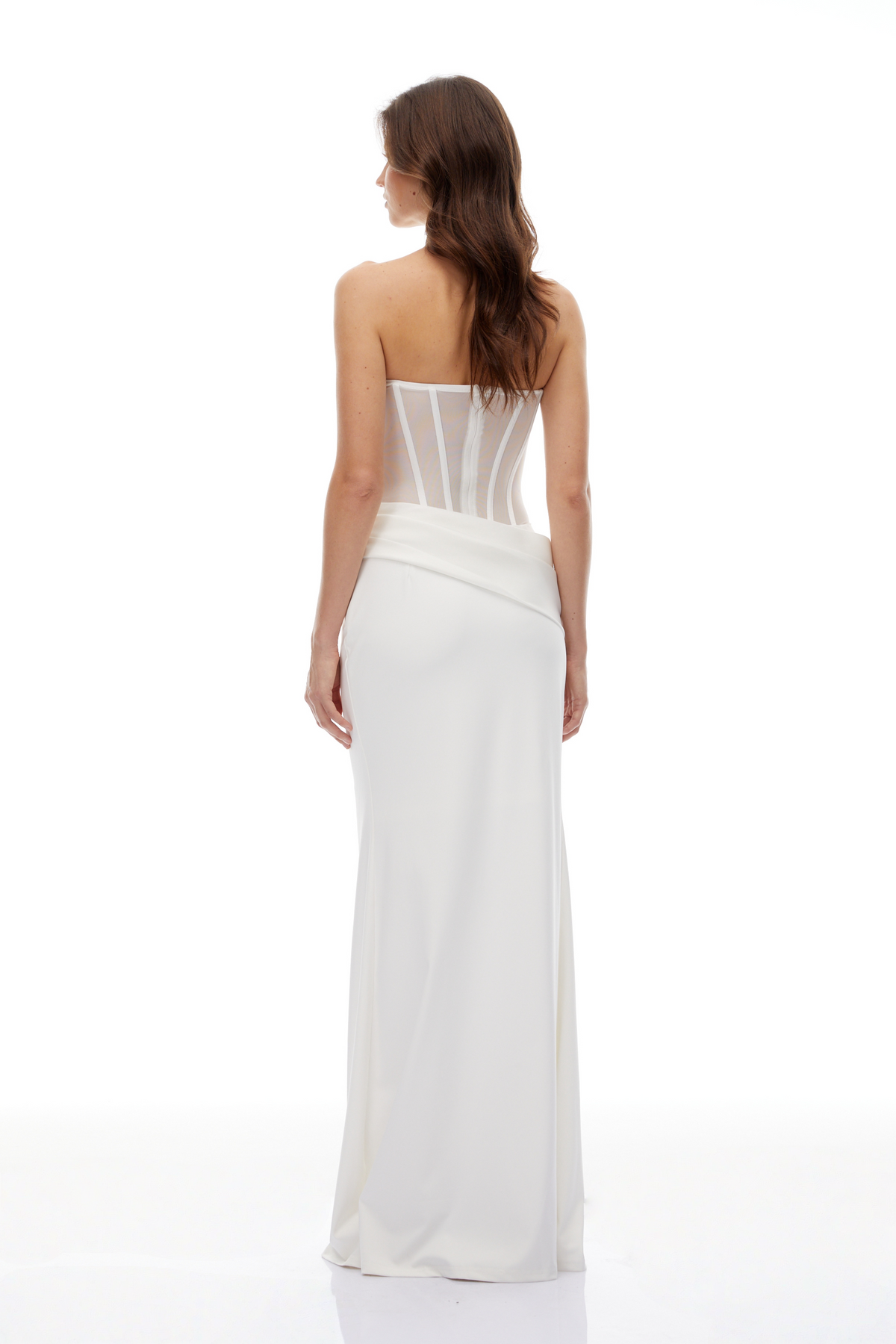Thora White Corset Flared Gown