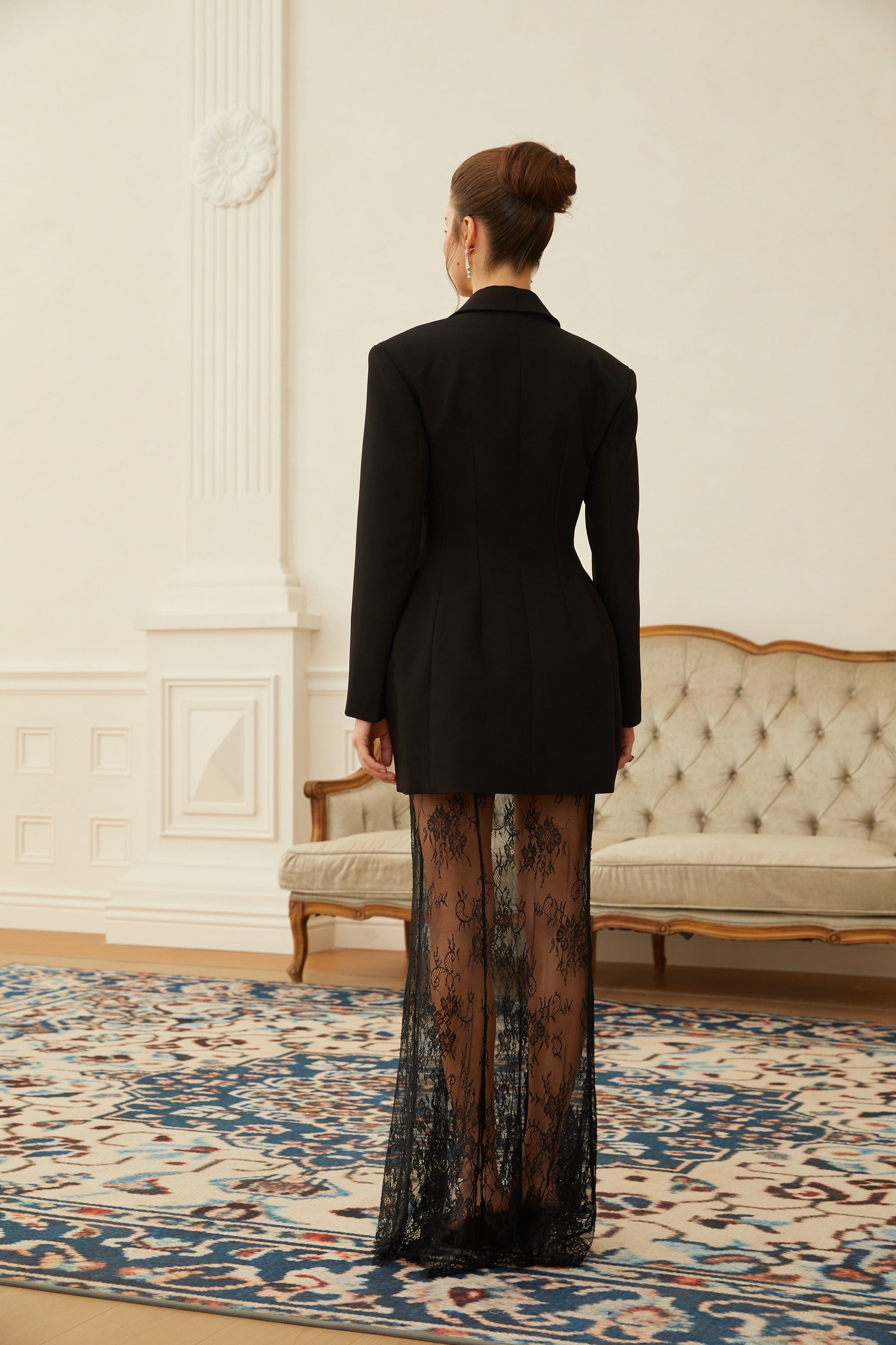 Adélise Blazer & Lace Skirt Set