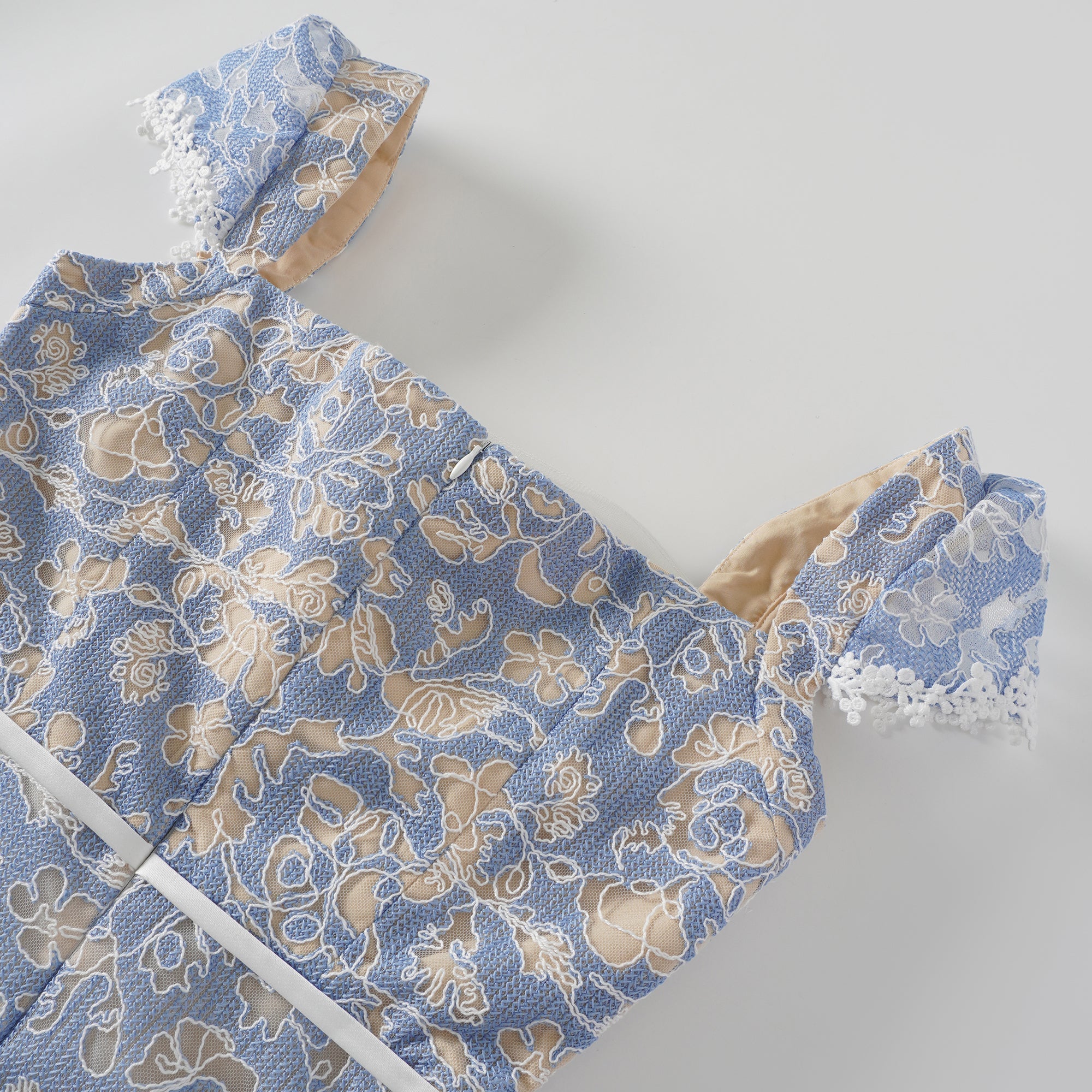 Gaëlle Blue Floral Embroidered Midi Dress (Final Sale-US Only)