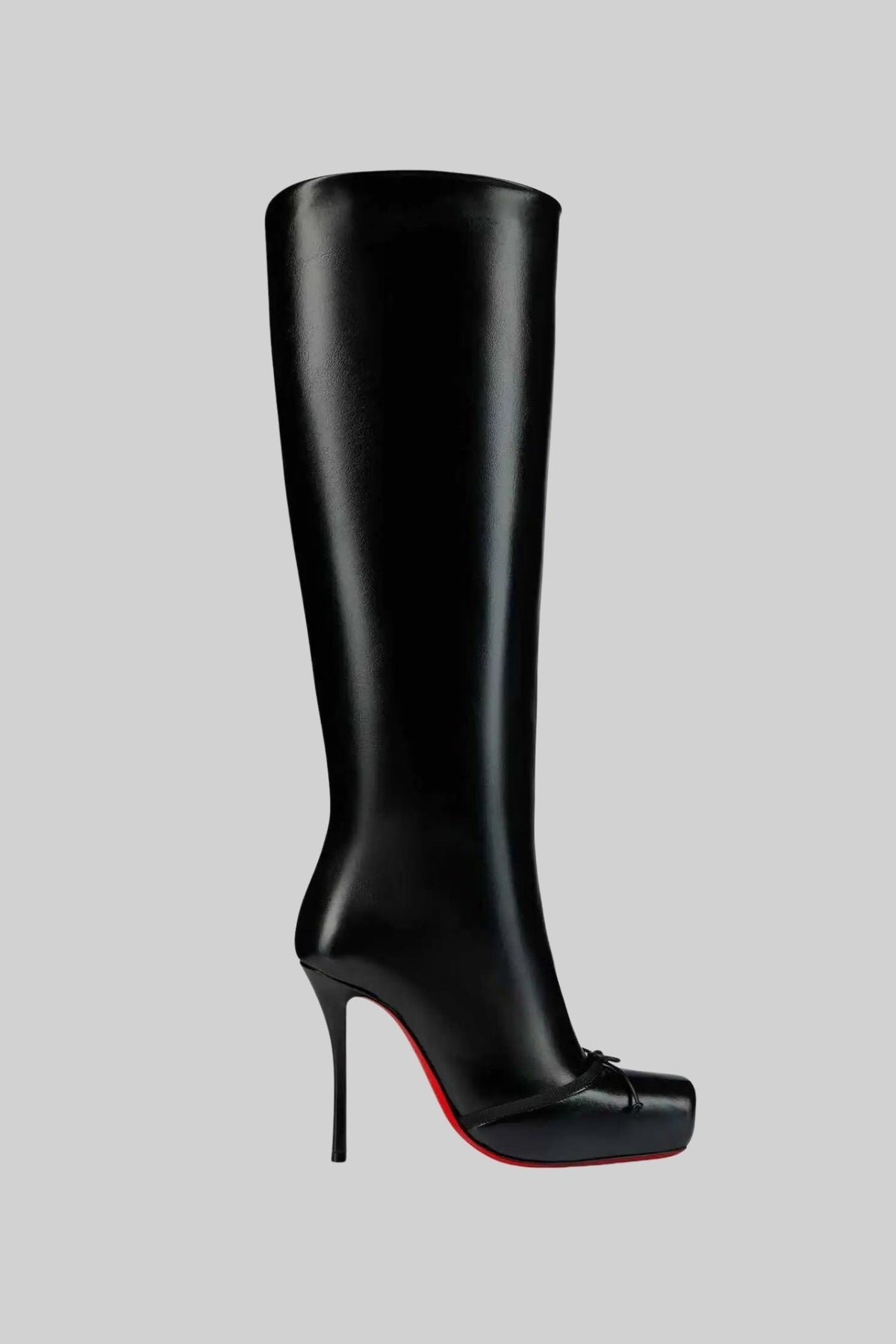 High-Heel Knee Boots With Red Soles – Black