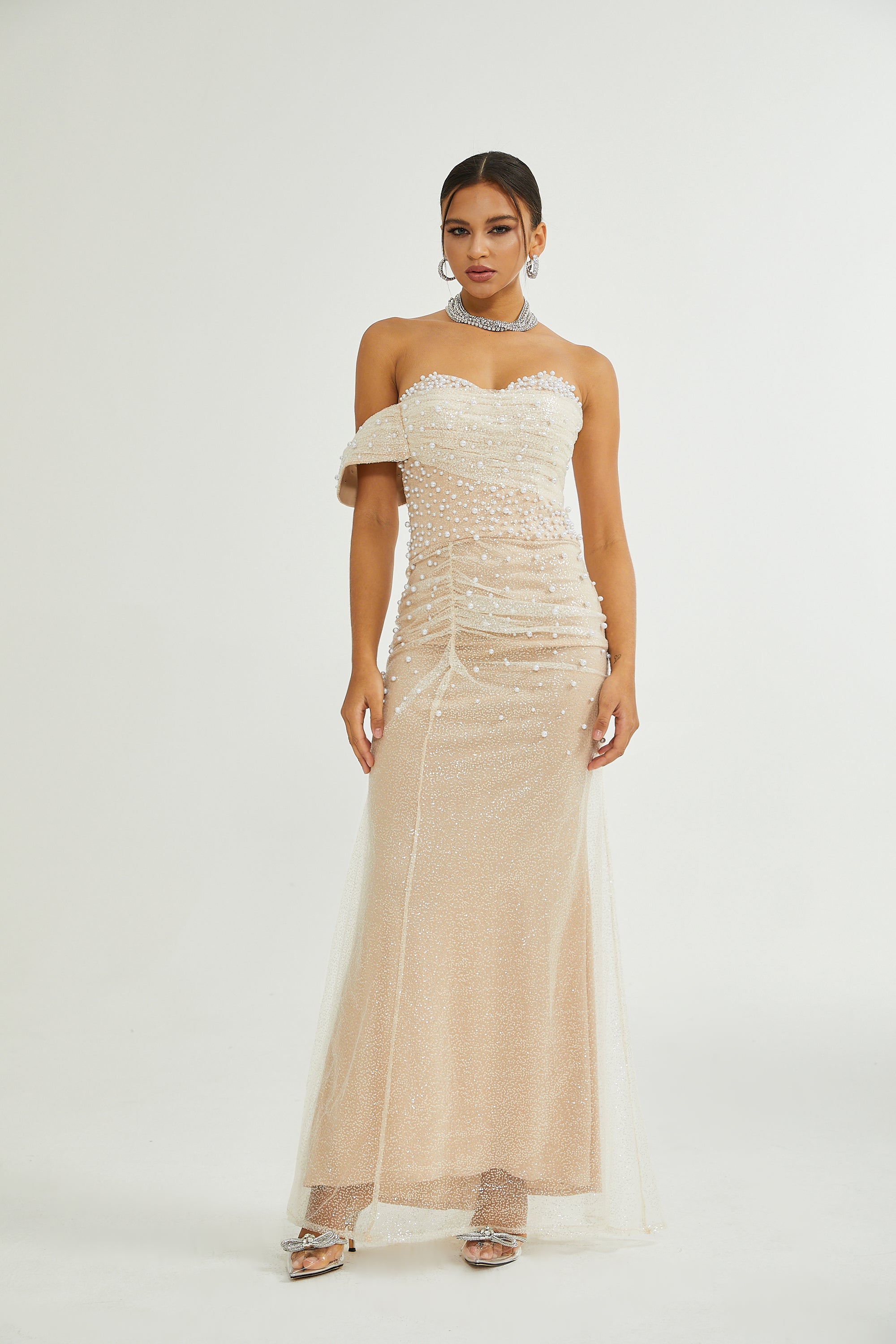Sabine Faux Pearl Embellished Maxi Dress (Final Sale-US Only)