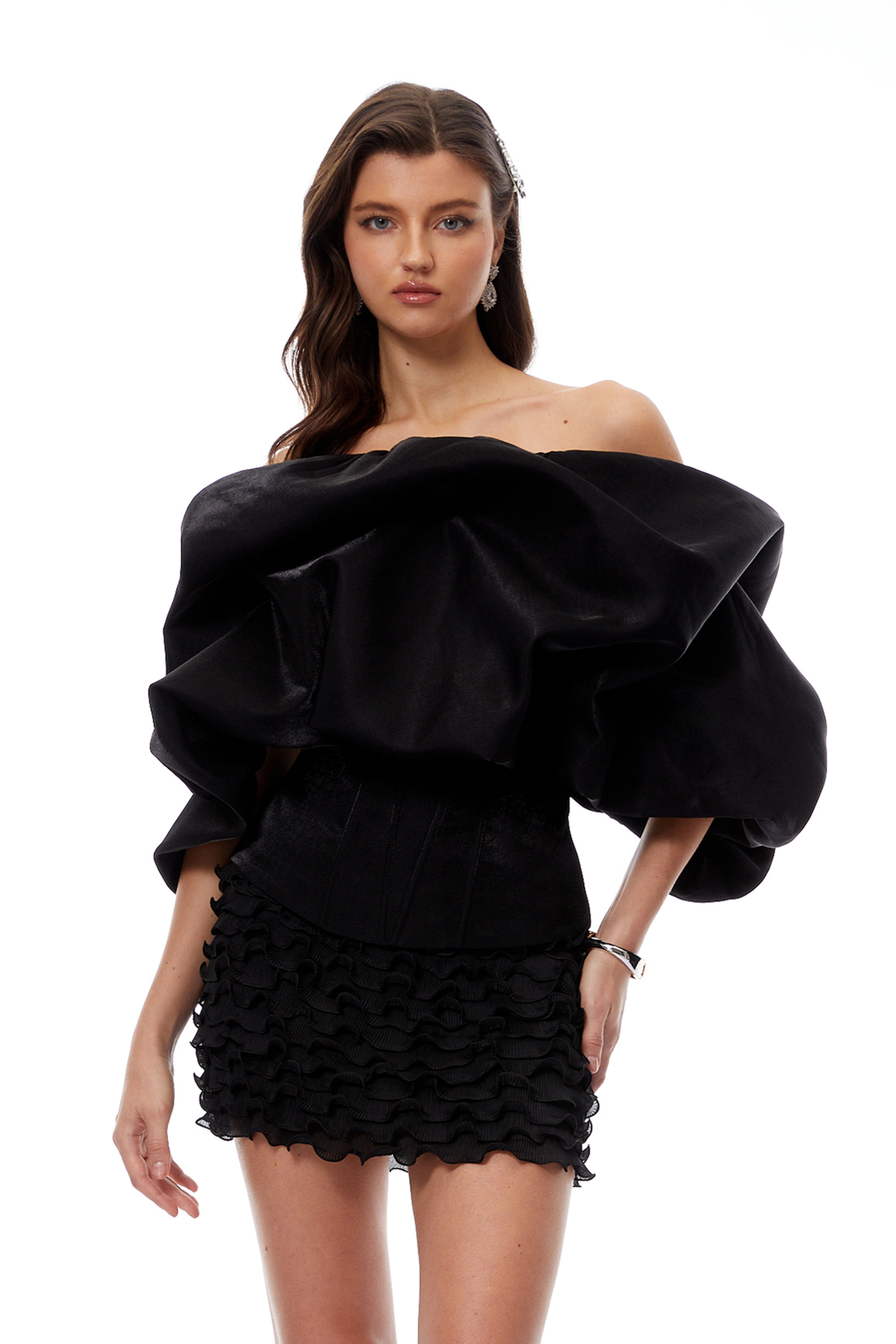 Ondina Black Off Shoulder Bubble Top