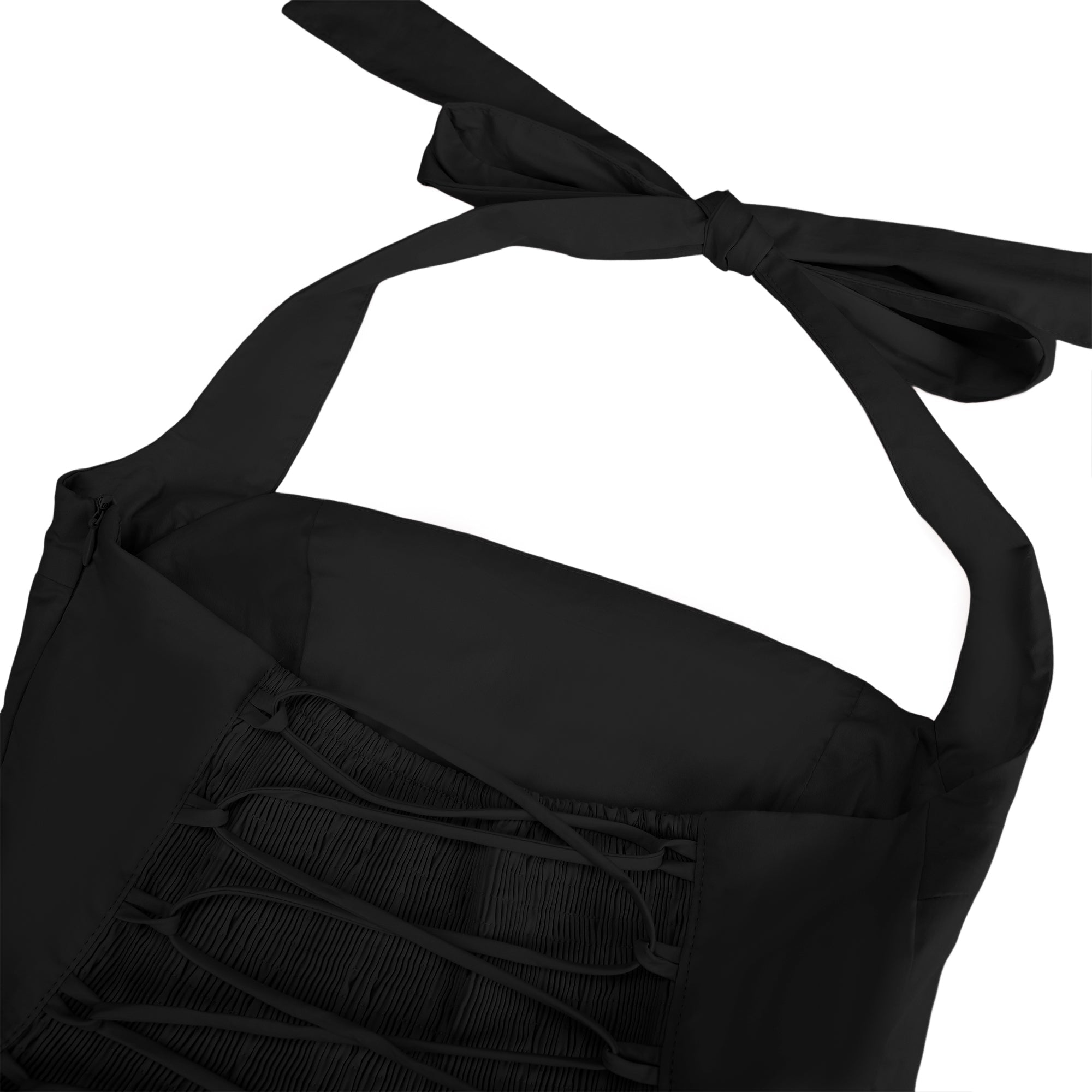 Eponine Black Layered Flared Hem Midi Dress