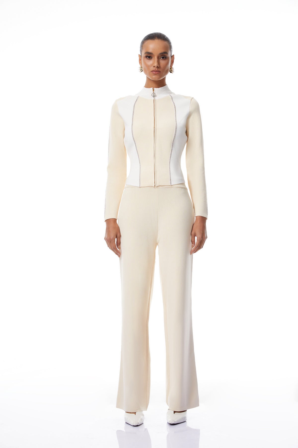 Kennedy Neutral Metallic Threaded Knit Co-ord Set