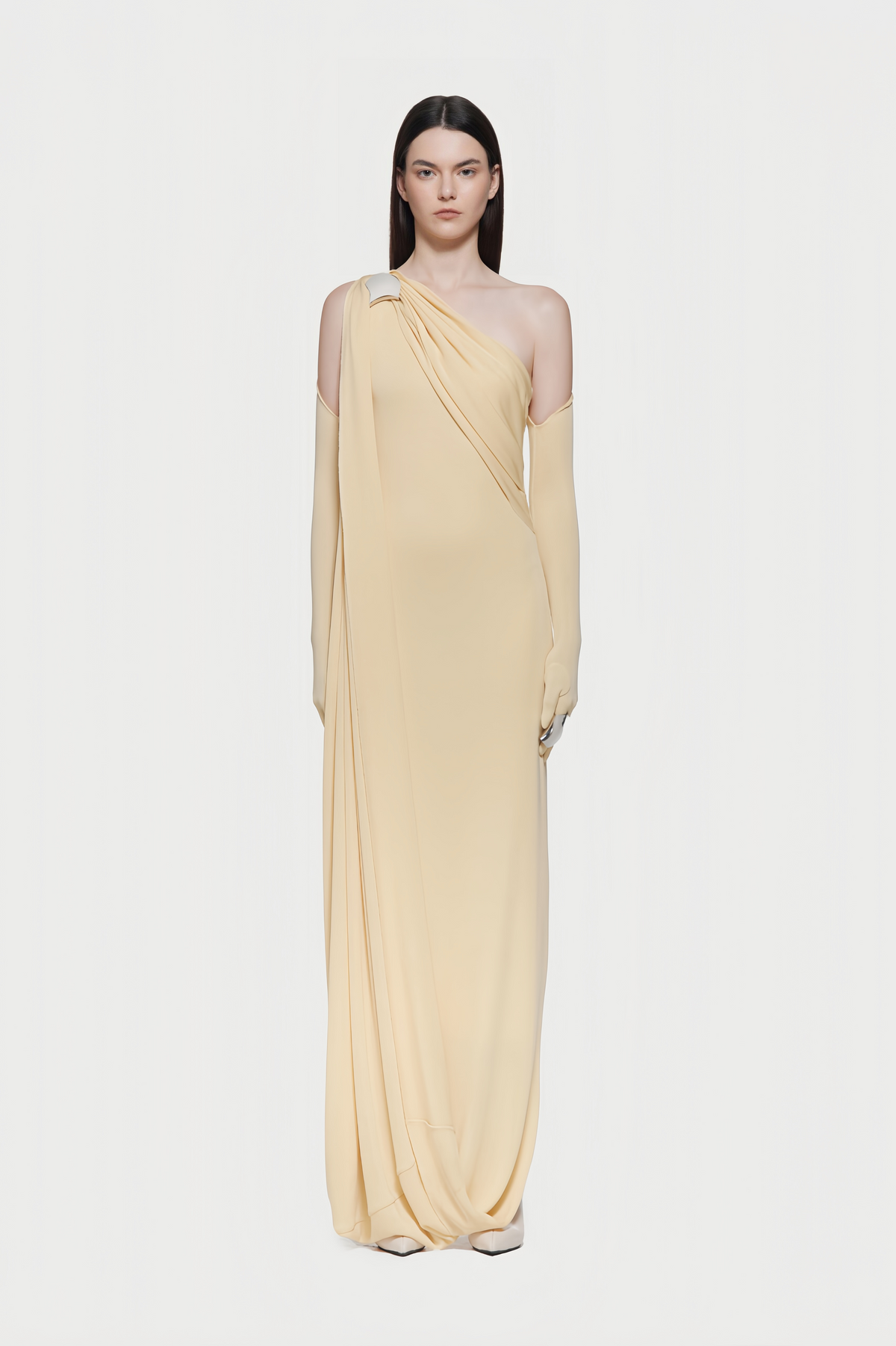 Lucian One-Shoulder Draped Asymmetric Maxi Dress