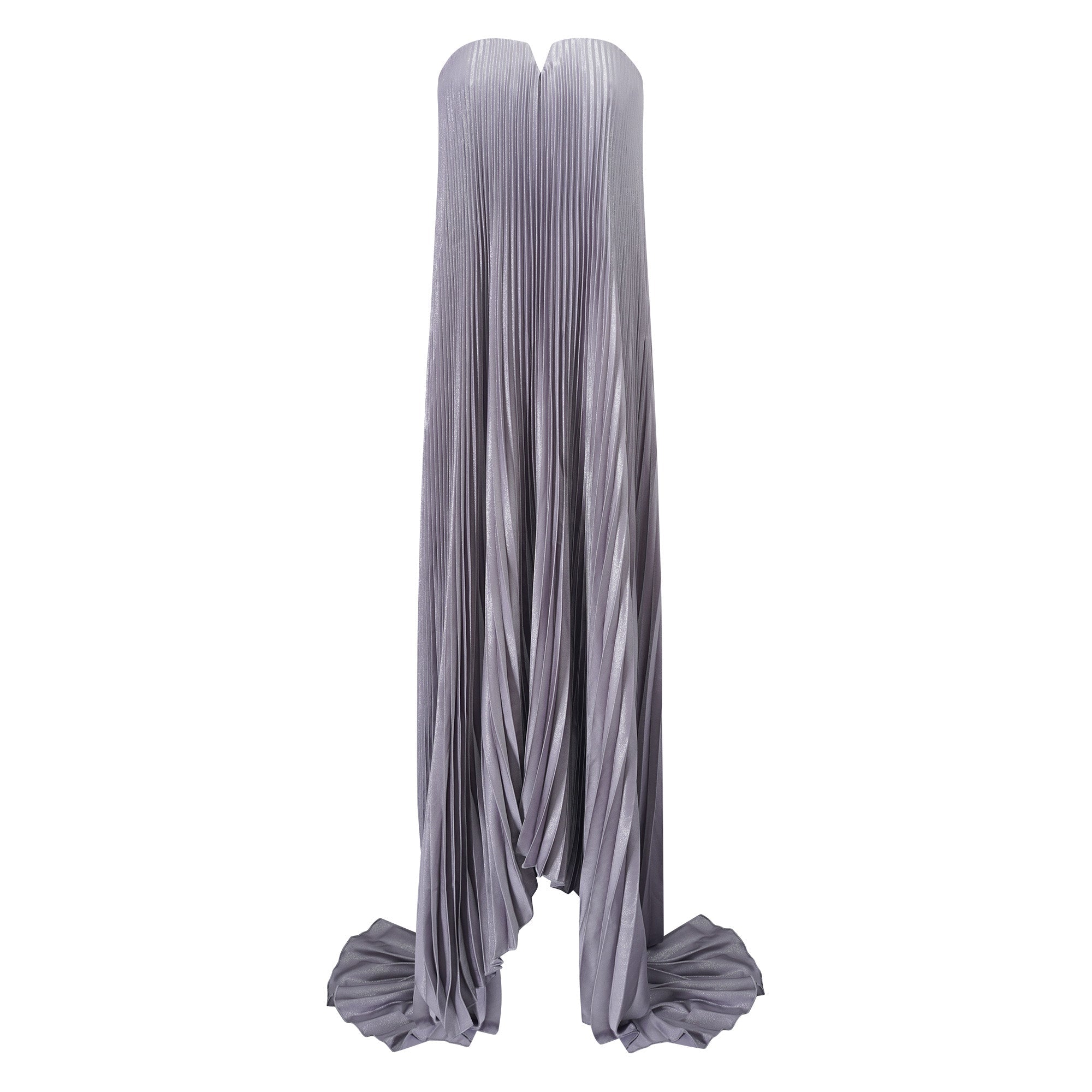 Satiné Purple Fully-pleated Maxi Dress