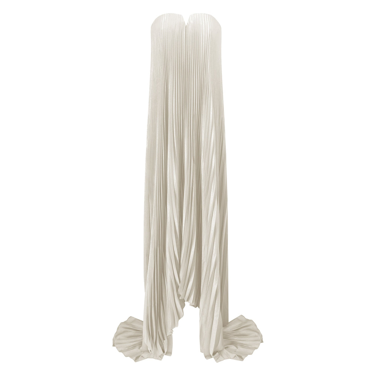 Satiné Gold Fully-pleated Maxi Dress