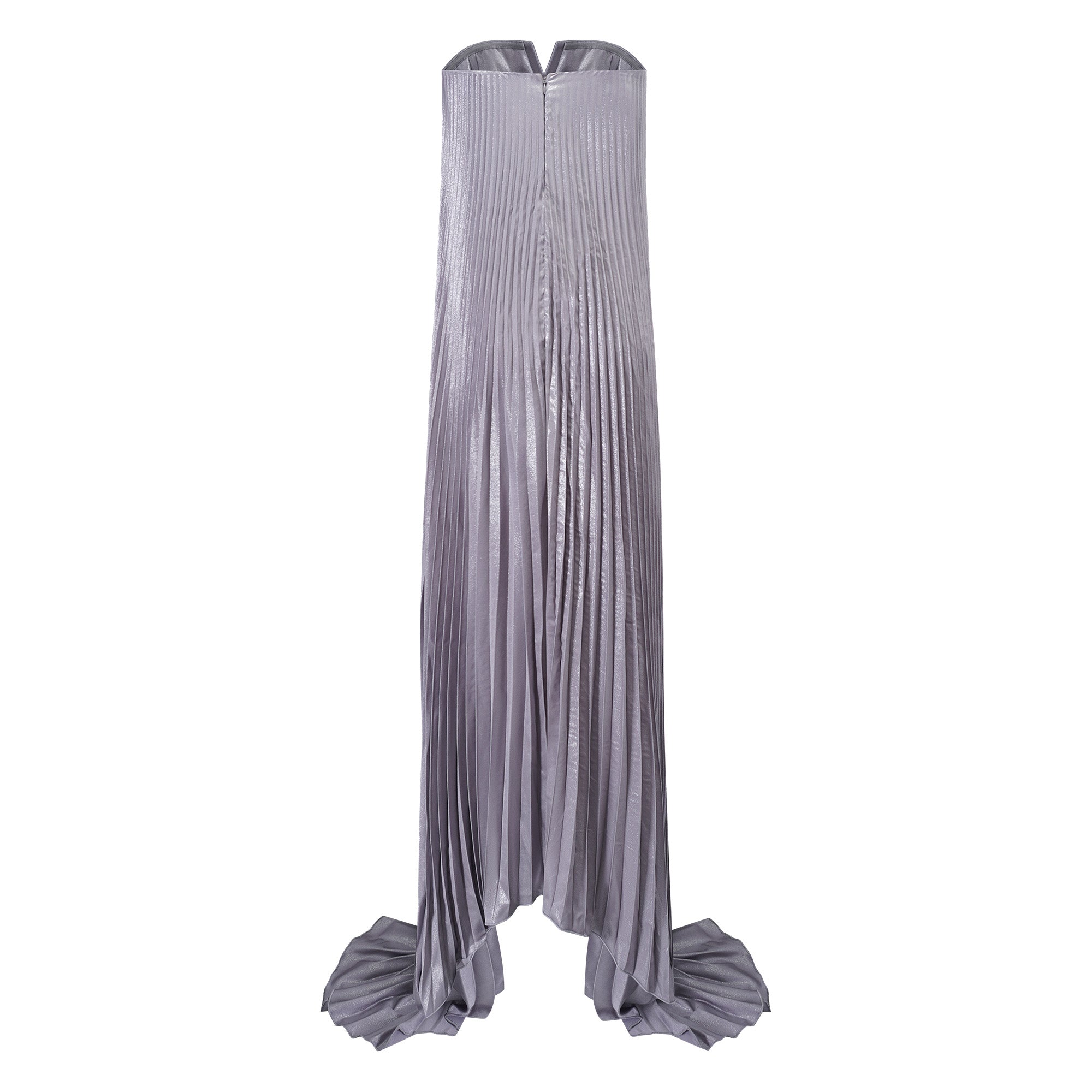 Satiné Purple Fully-pleated Maxi Dress