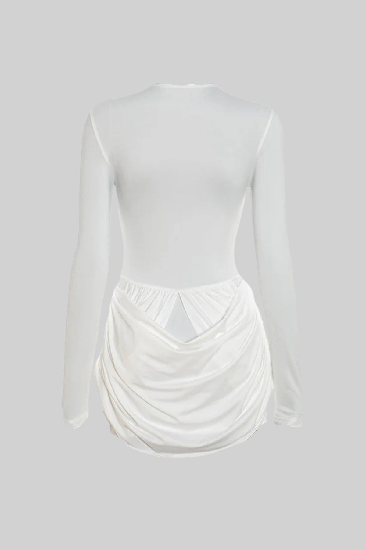 Draped Cut-Out Mini Dress With Sculptural Buttons – White