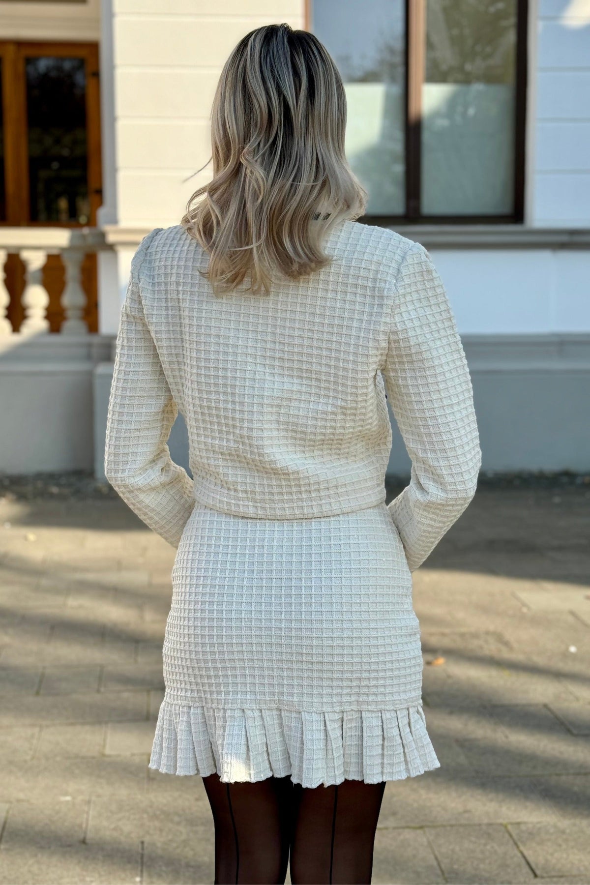Apollonia Ivoire Tweed Co-Ord Set With Black Details