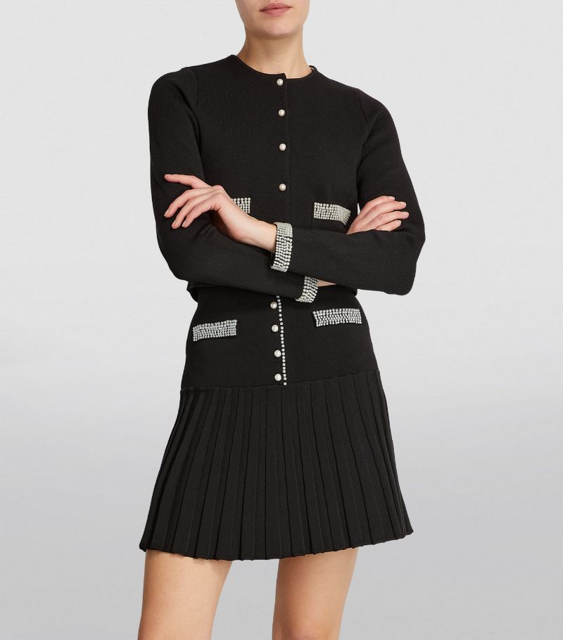 SANDRO Bead-Trim Cardigan- Black