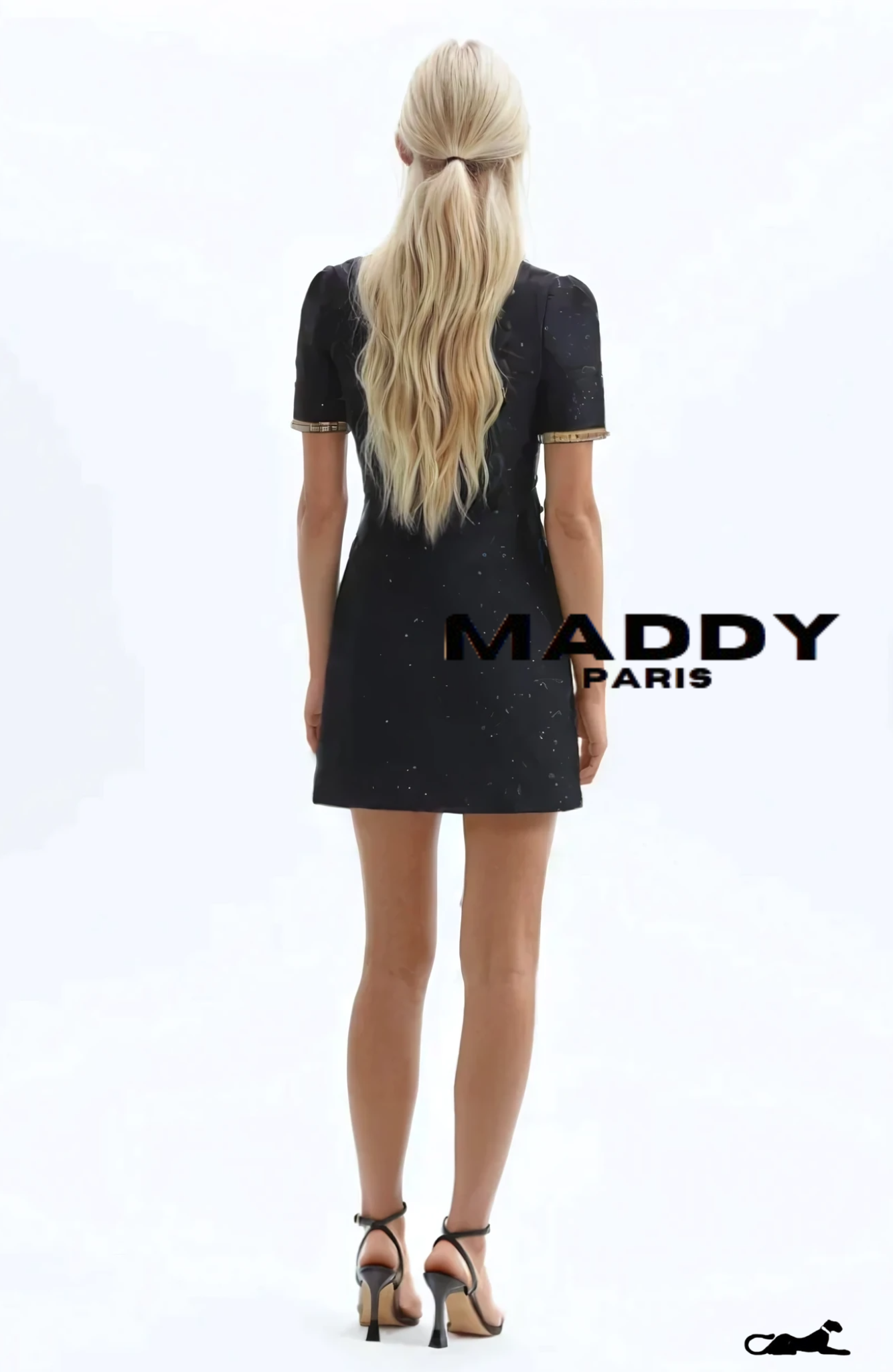 GISELLE TWEED EMBELLISHED MINI DRESS - BLACK