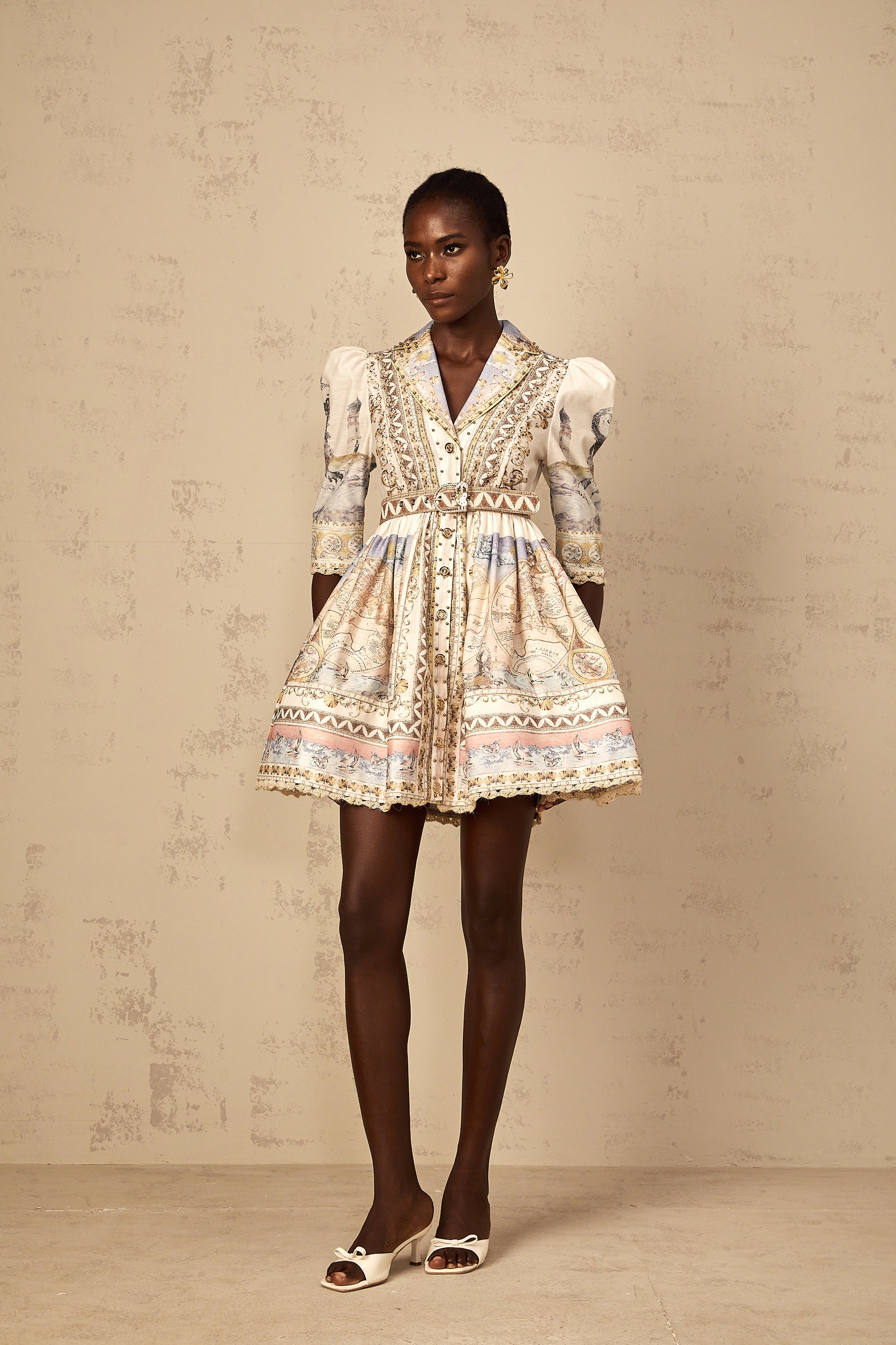 Joséphine Classic Belted V-Neck Mini Dress