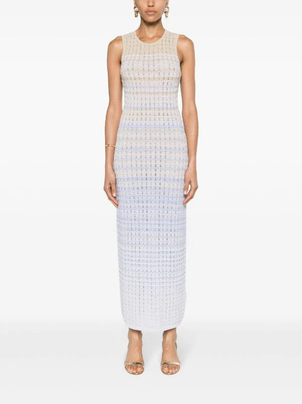 SANDRO Gradient Zade chevron-knit maxi dress - Blue