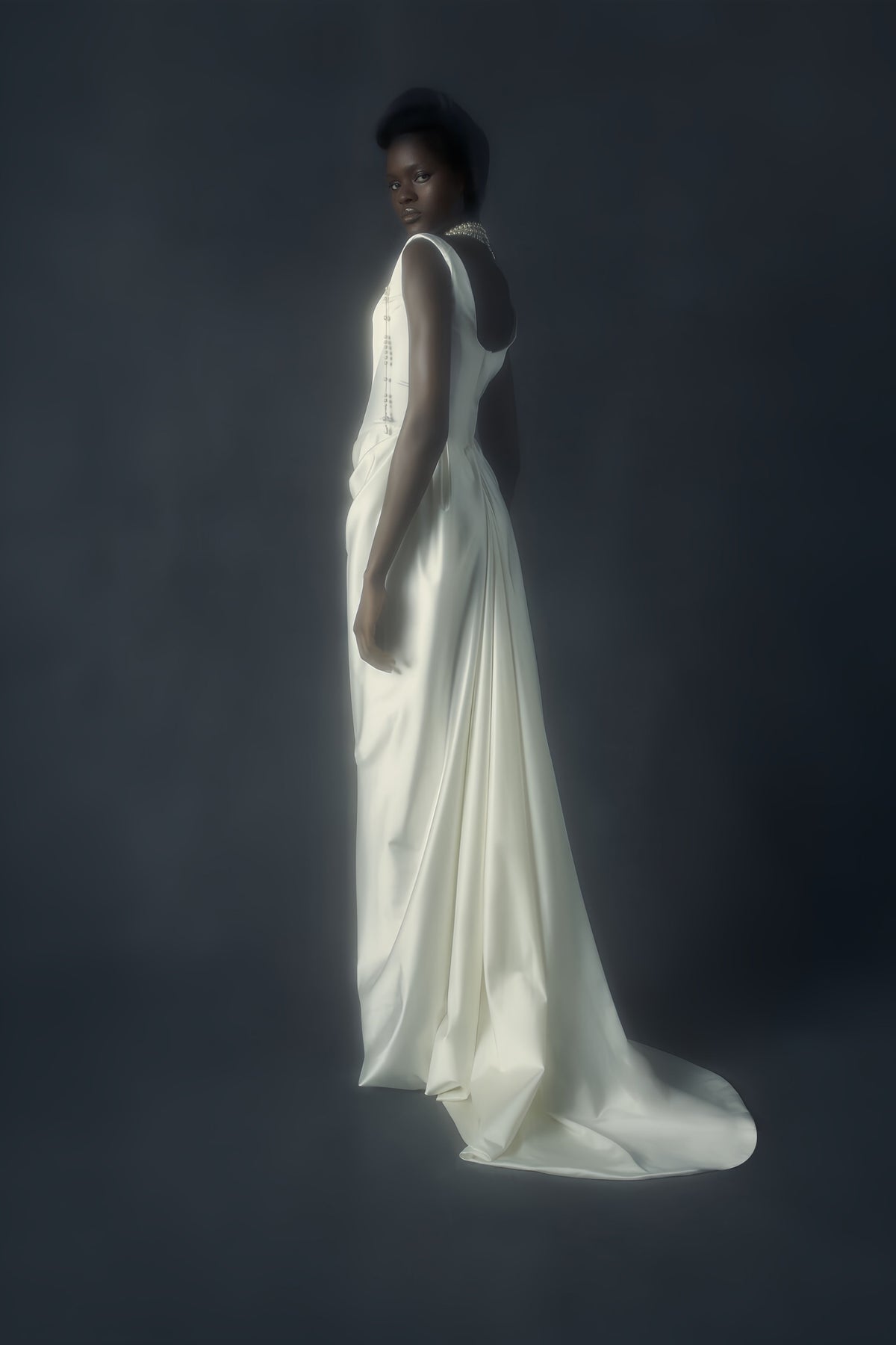 Fiona White Satin Square Neck Maxi Dress
