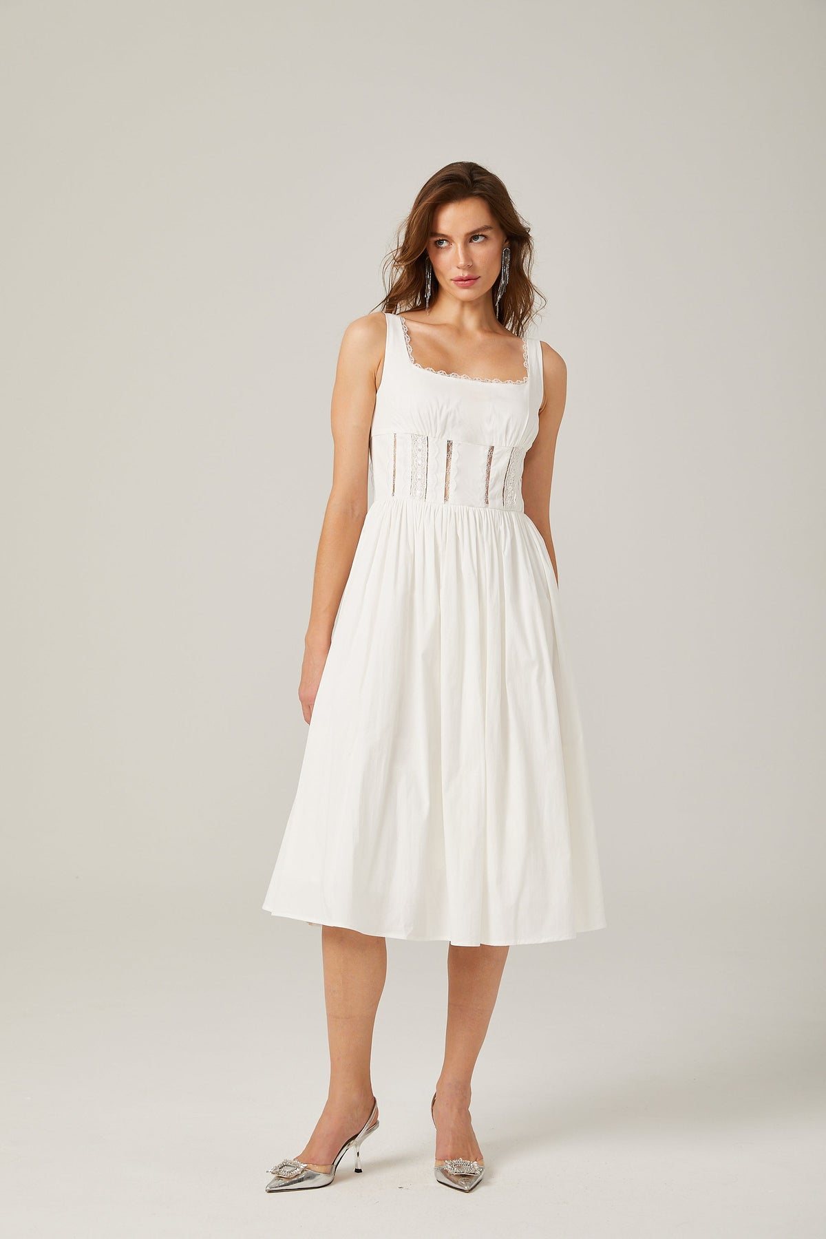 Jeanne white lace cut-out midi dress (Final Sale-US Only)