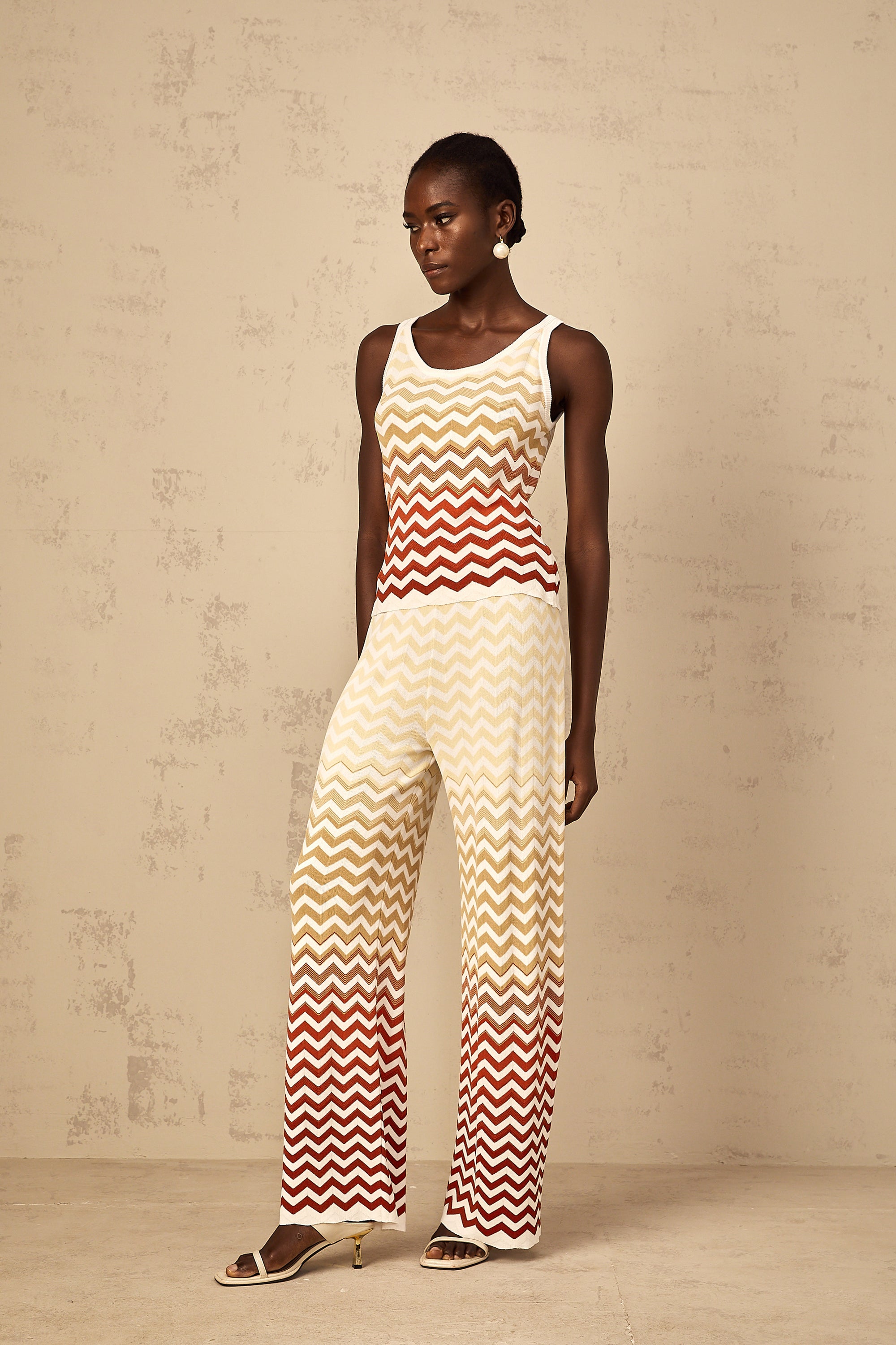Isabelle Yellow Zigzag Knit Matching Set