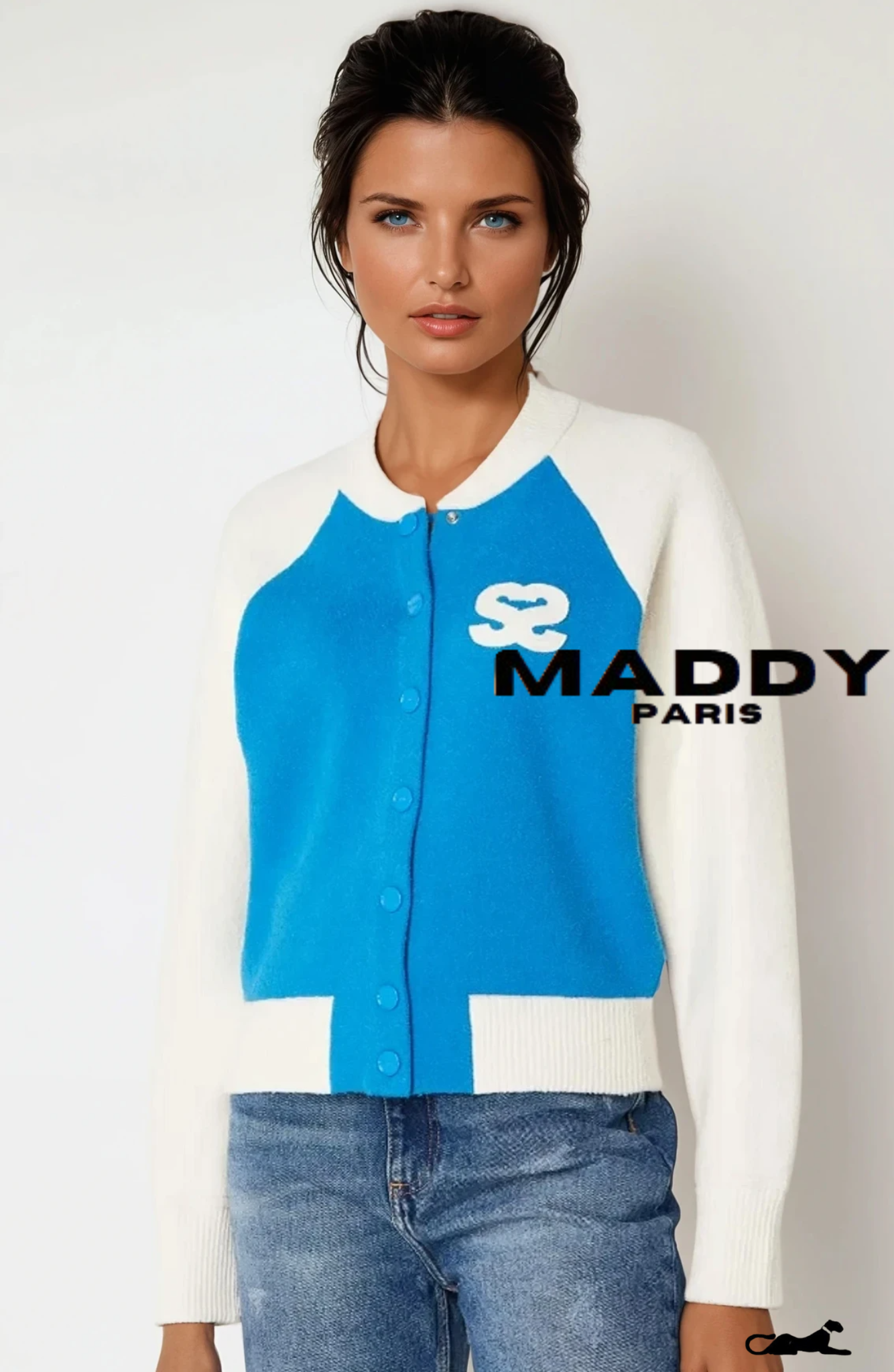 SANDRO Bolzano Varsity Color Block Bouclé Cardigan - Blue