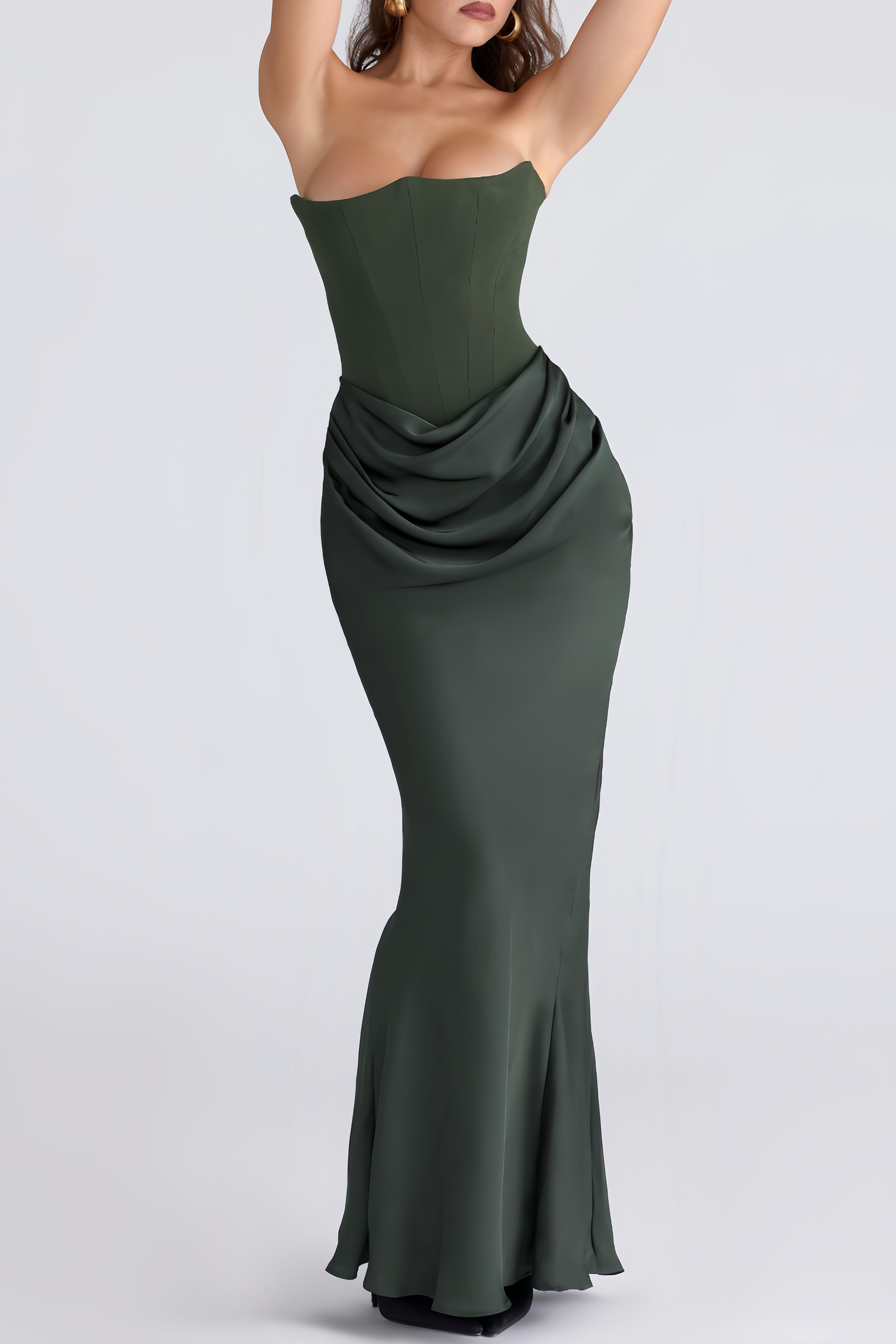 Aurore Olive Off-Shoulder Maxi Dress (Final Sale-US Only)