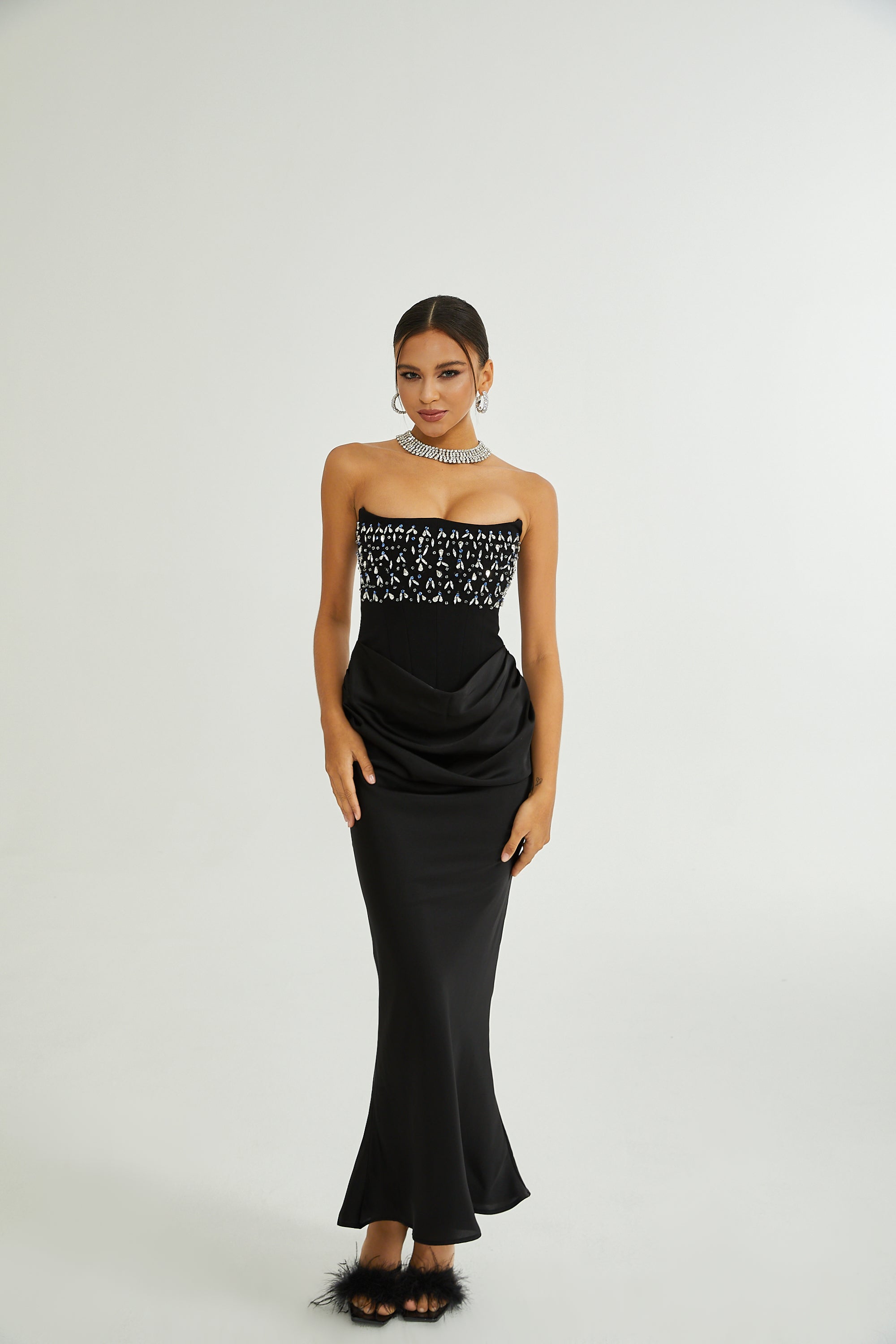 Aurore Crystal Embellished Maxi Dress(Final Sale)