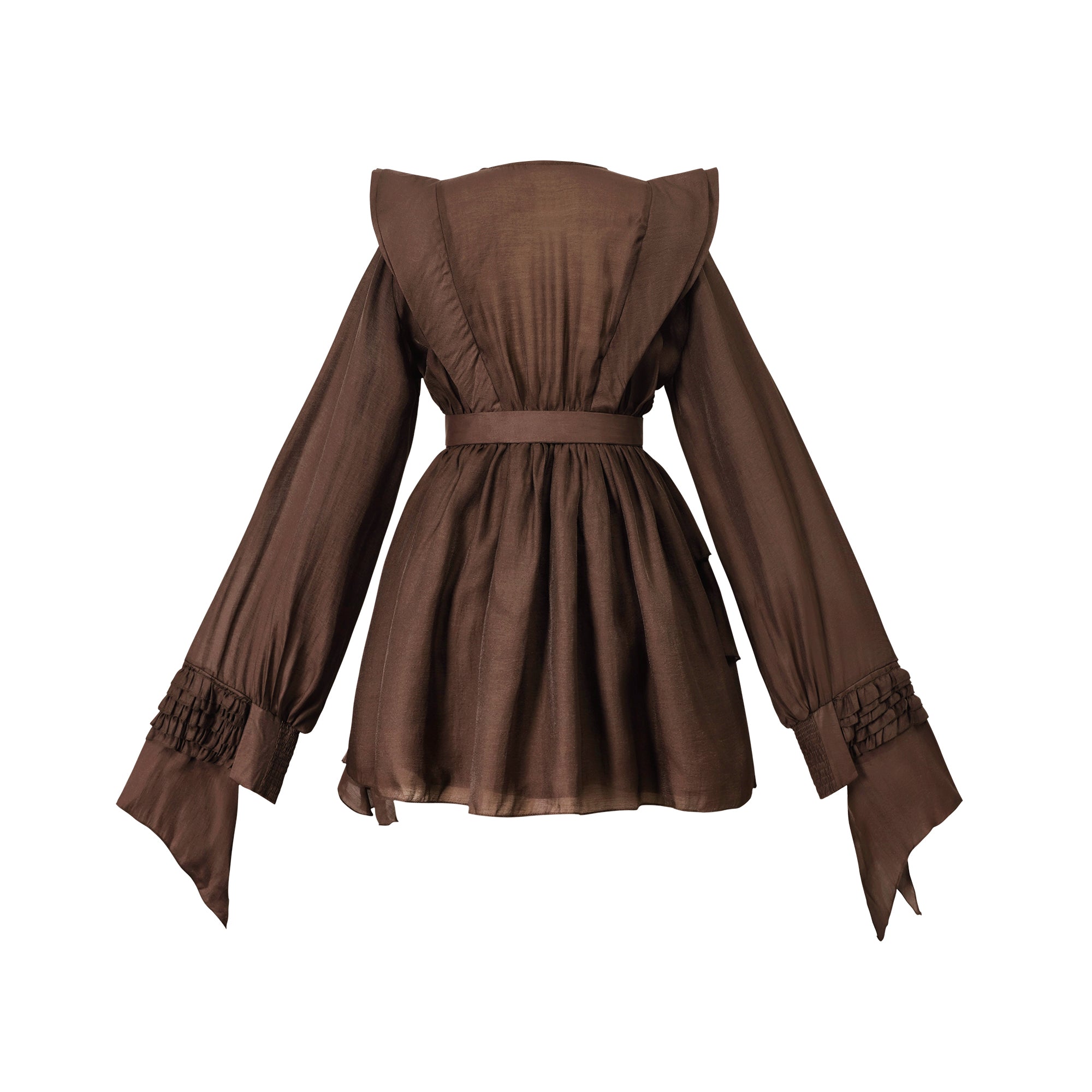 Annabelle Brown Cutout Ruffled Mini Dress (Final Sale)