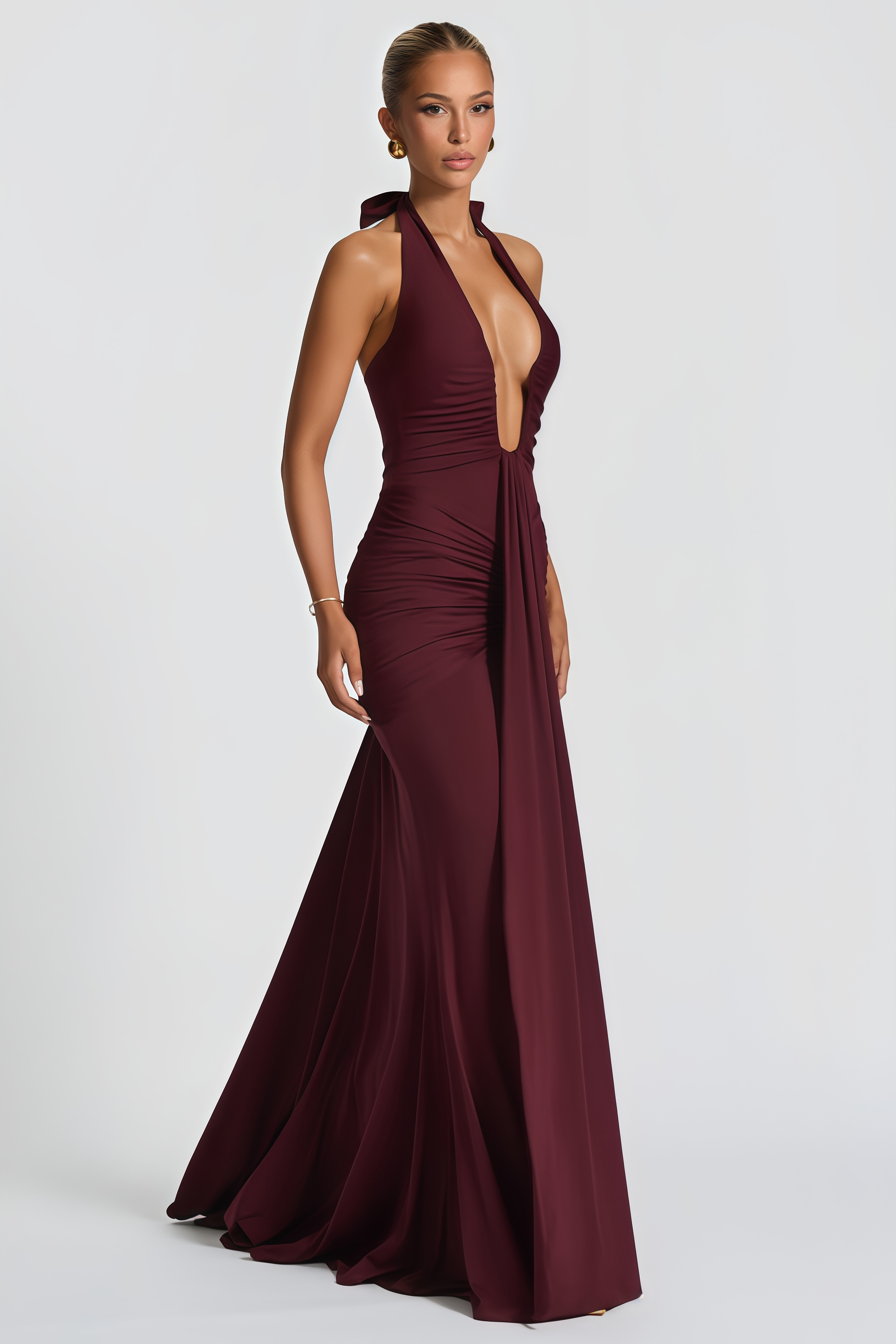 Aiglantine Halterneck Ruched Maxi Dress (Final Sale-US Only)