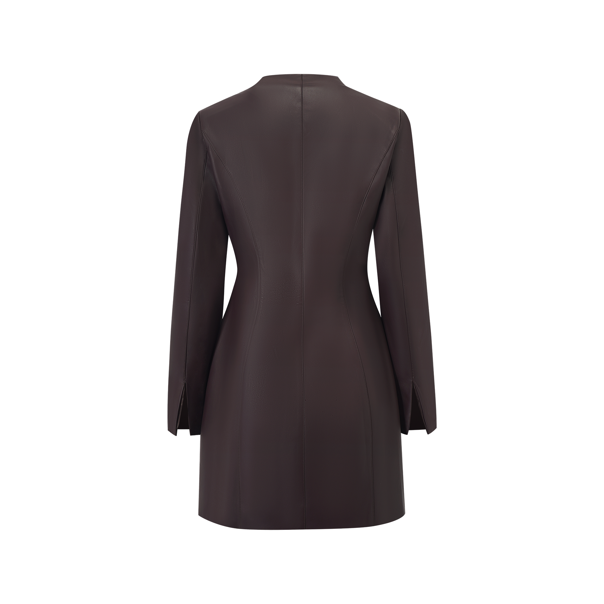 Solange Brown Leather Mini Blazer Dress (Final Sale)