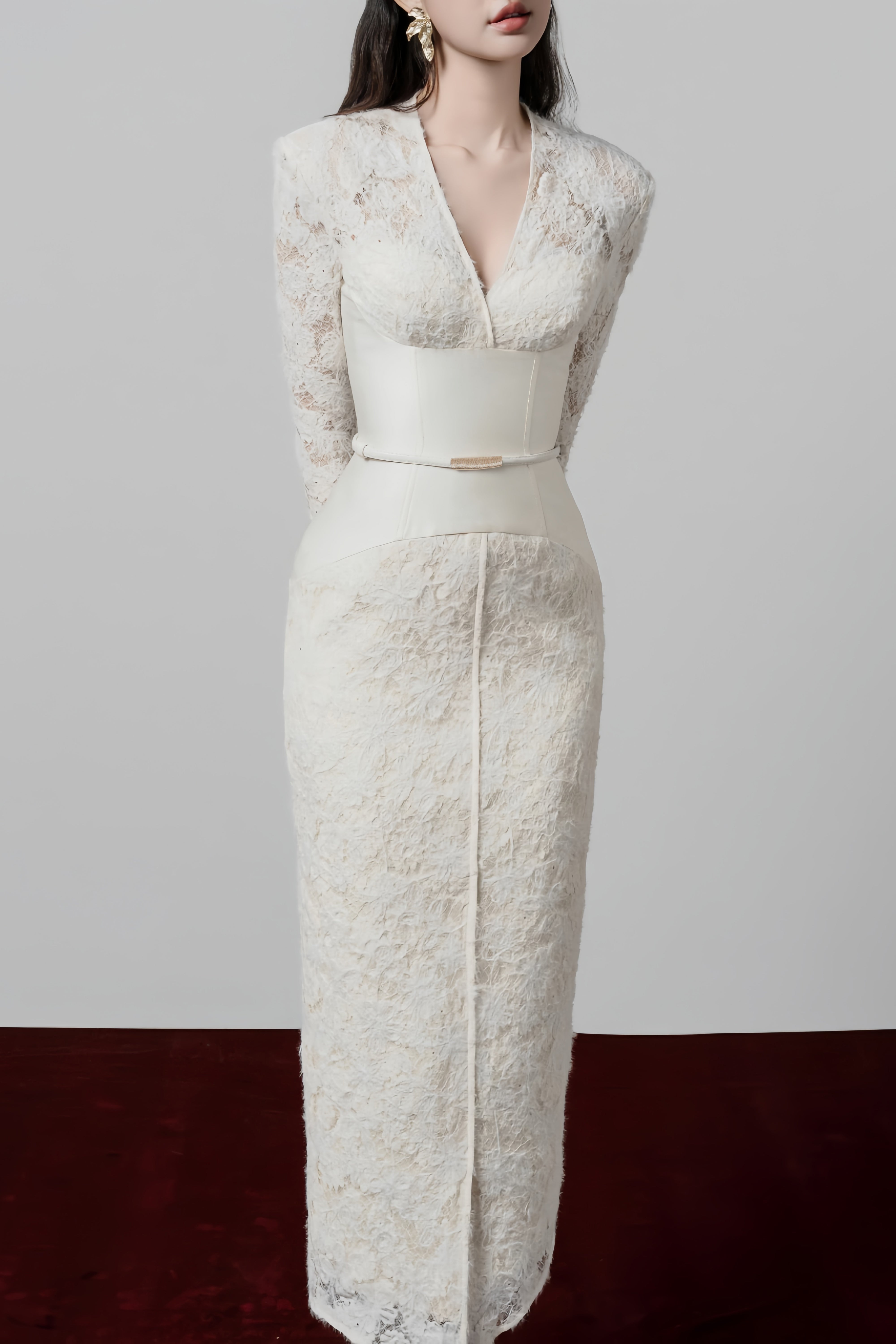 Oona White Floral Lace Pencil Midi Dress (Final Sale-US Only)