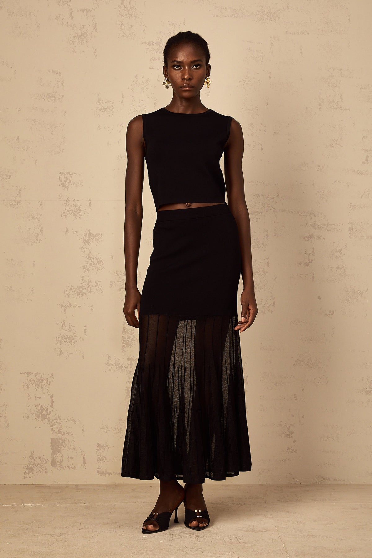 Cerise Black Panelled Fine Knit Matching Set (Final Sale-US Only)