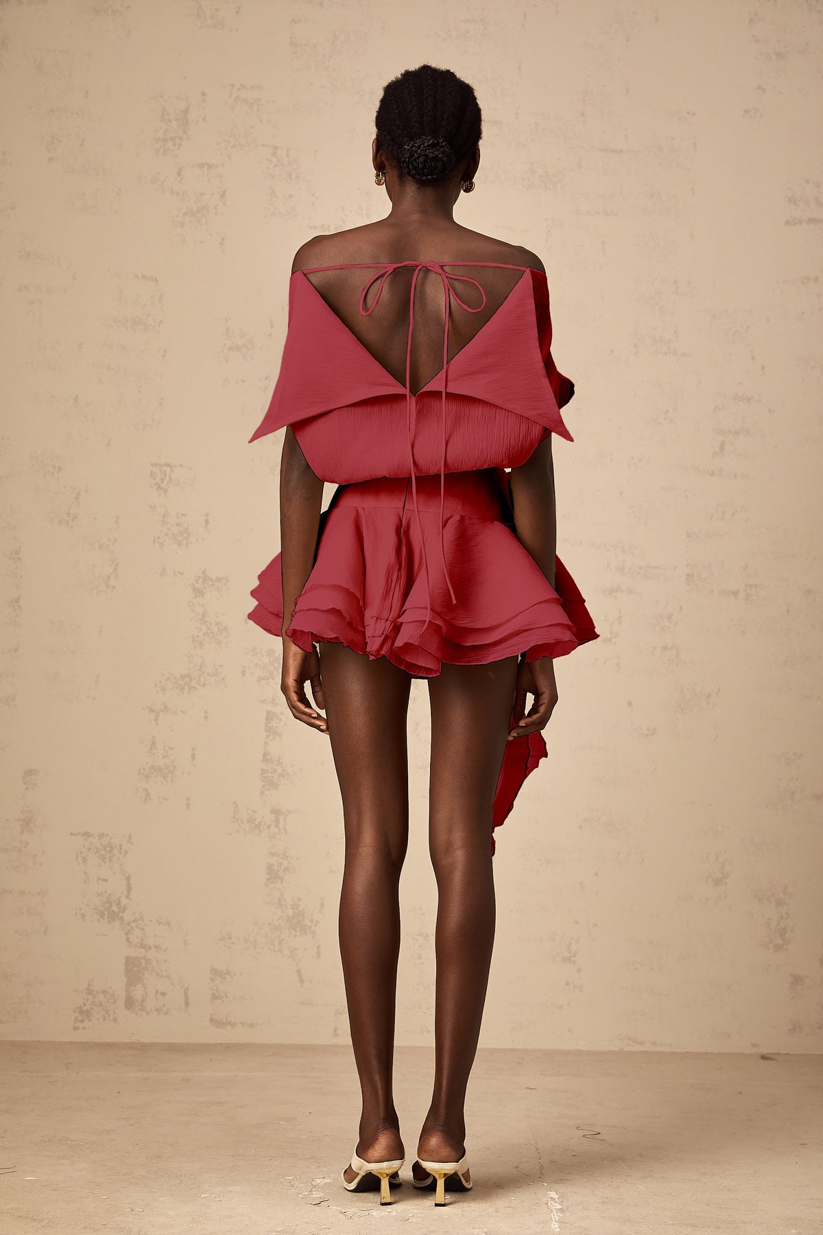 Amélie Red Floral Appliqué Flounced Mini Dress (Final Sale-US Only)