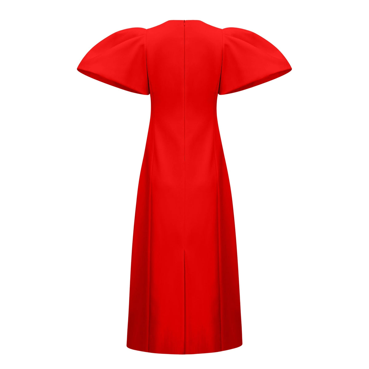Irène Red Sequined Floral Embroidered Midi Dress