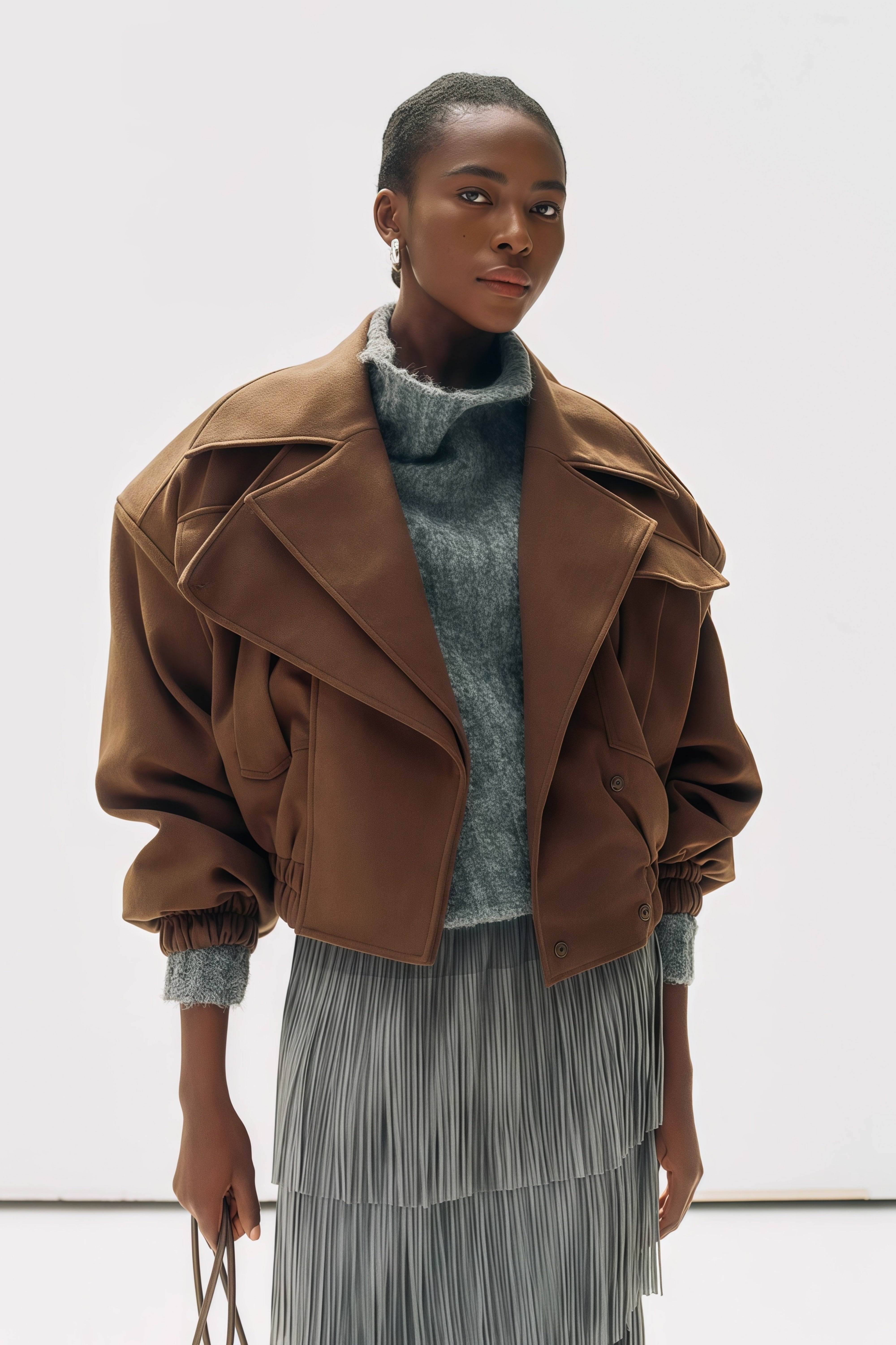Cinzia Layered Lapel Cropped Jacket